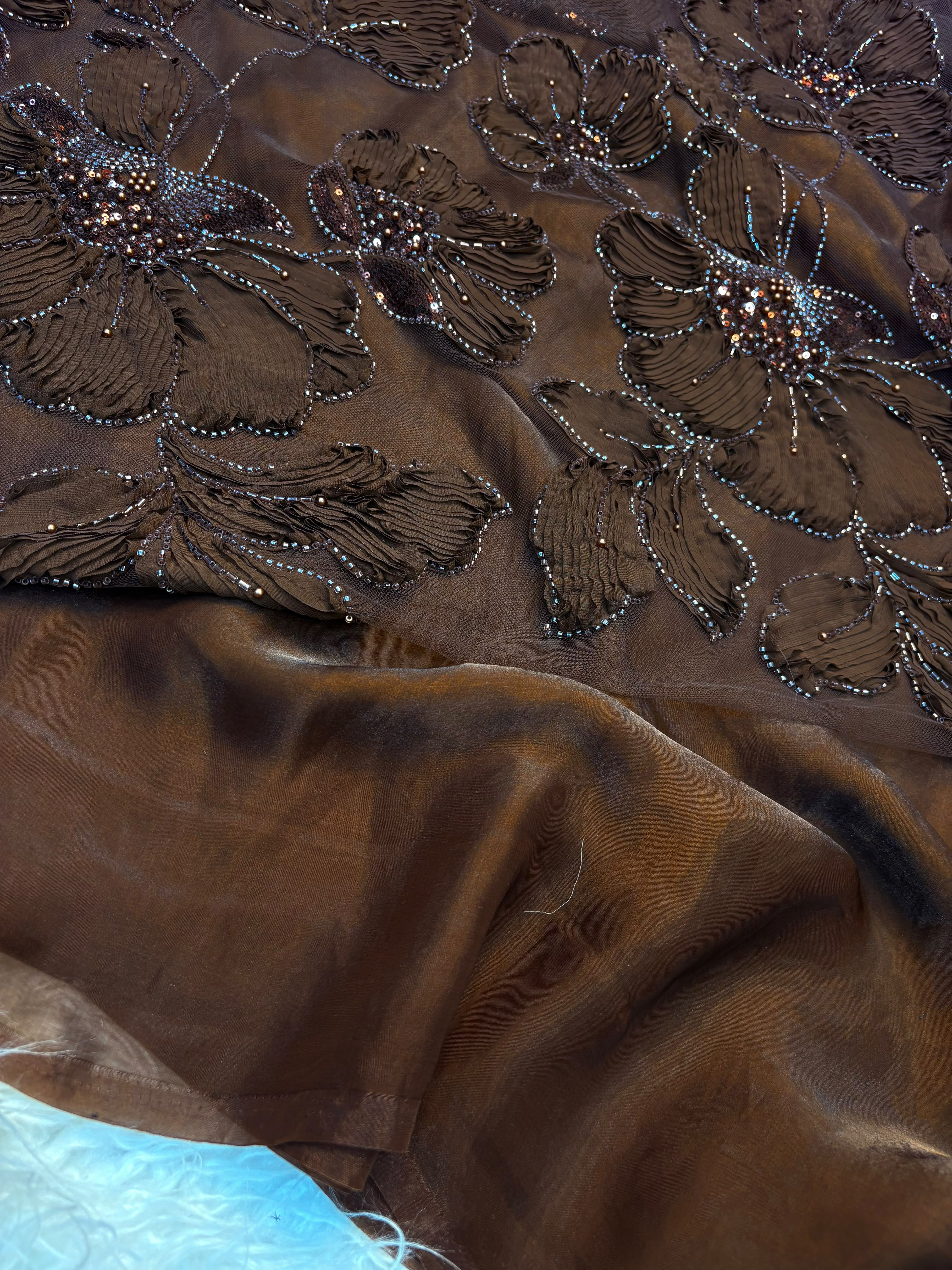 Designer Dark Coffee Mocha Saree — photo 5
