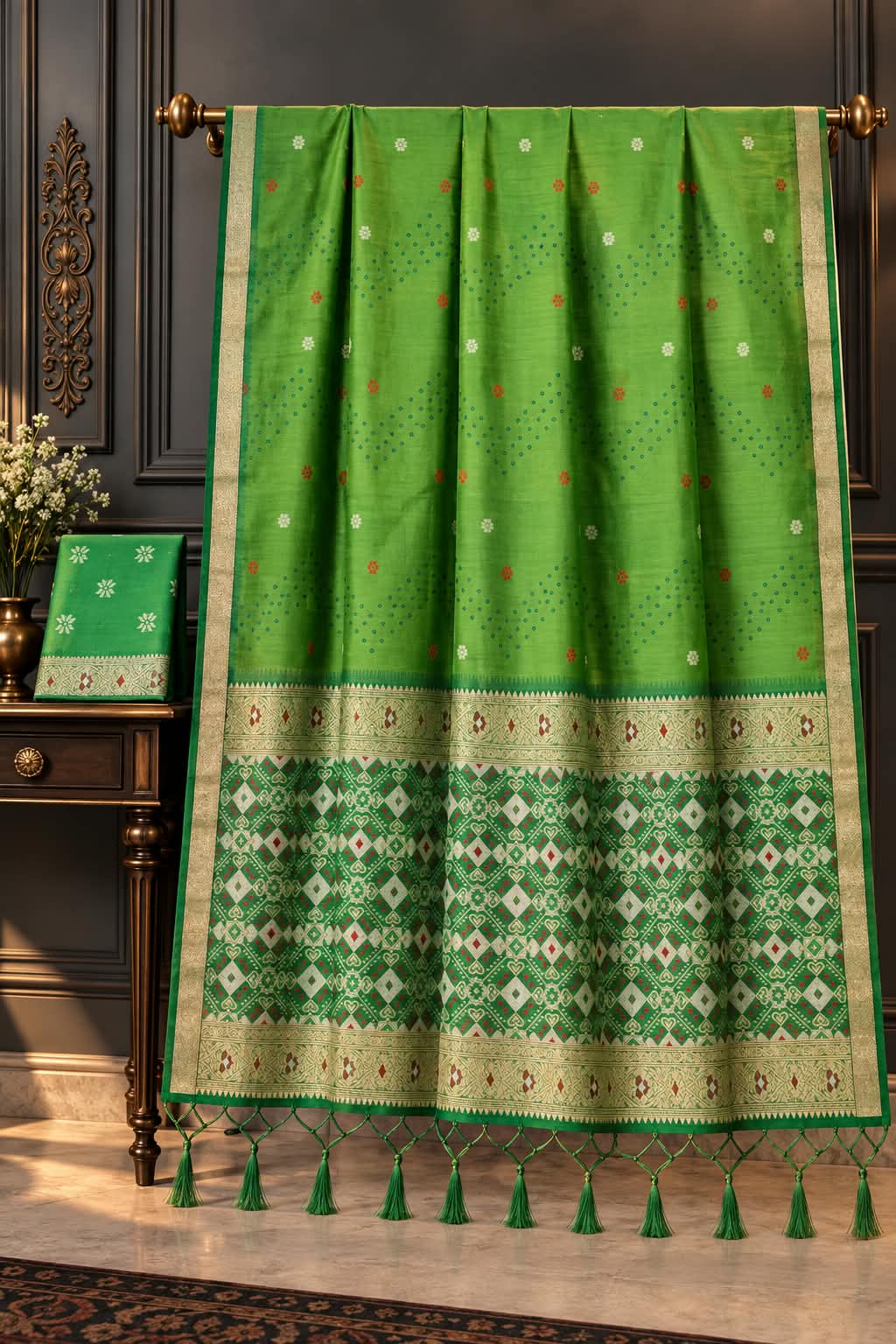 Jamdani Patola Cotton Saree With Tassels — photo 3