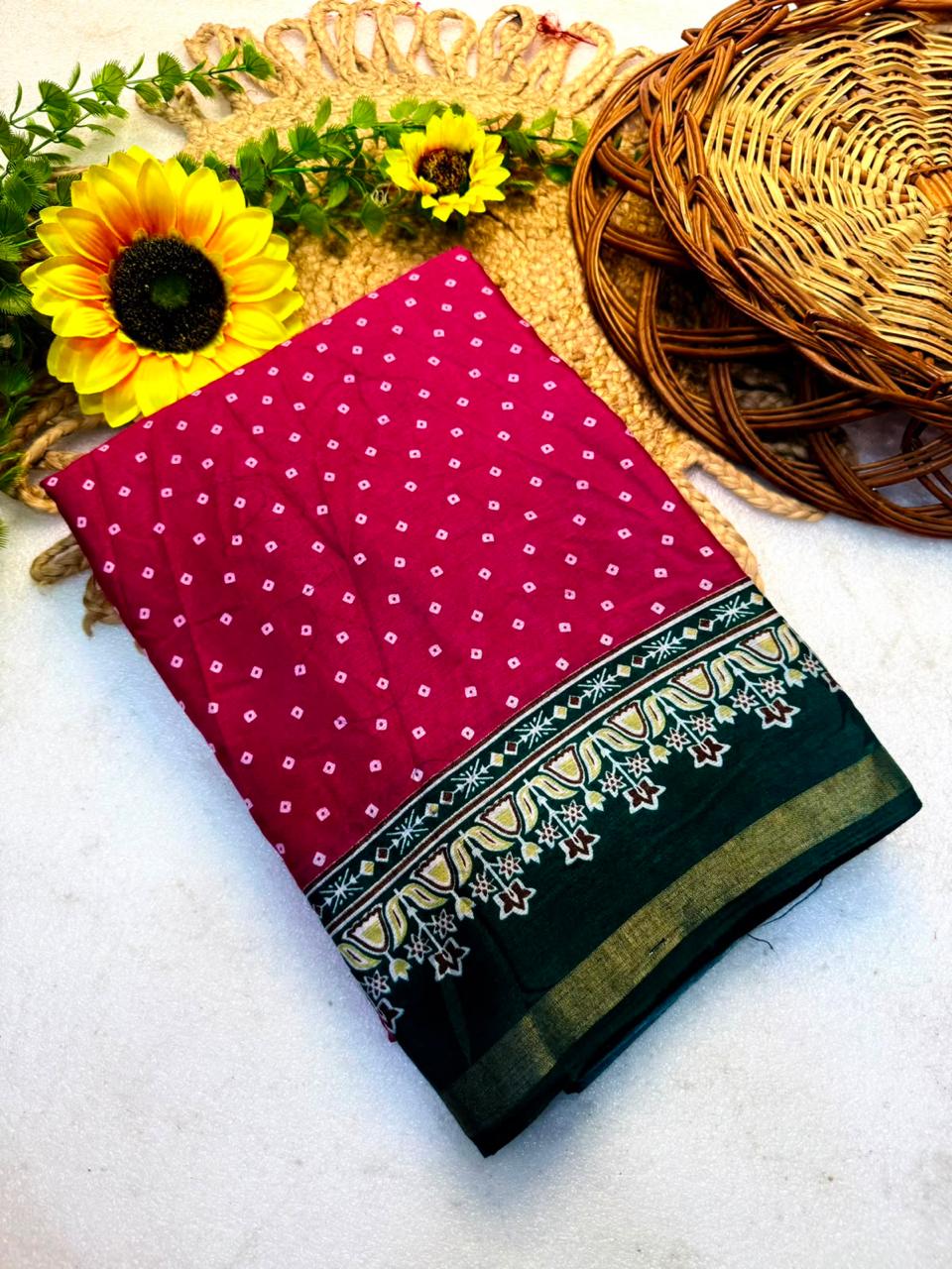 Mul Cotton Bandhani Patola Saree — photo 9