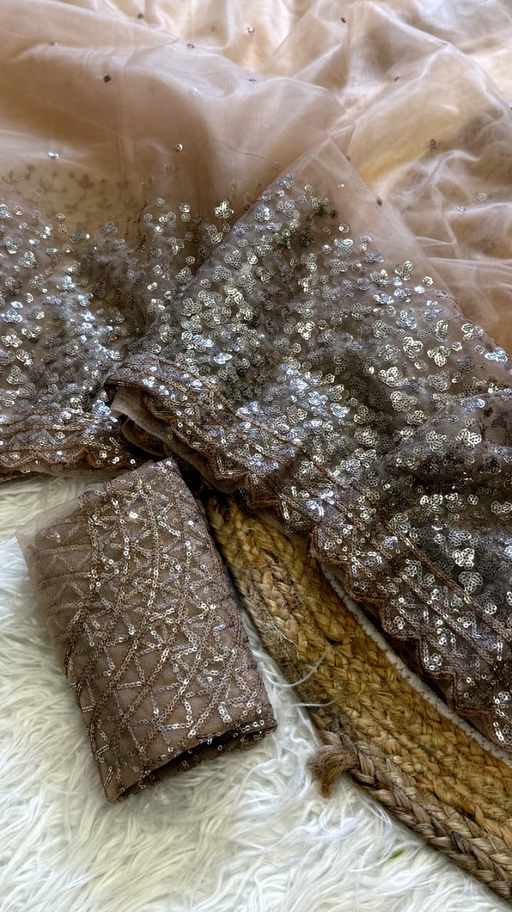 Net Saree with Embroidery & Sequins — photo 4