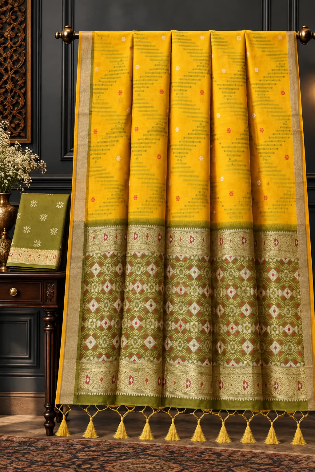 Jamdani Patola Cotton Saree With Tassels — photo 6