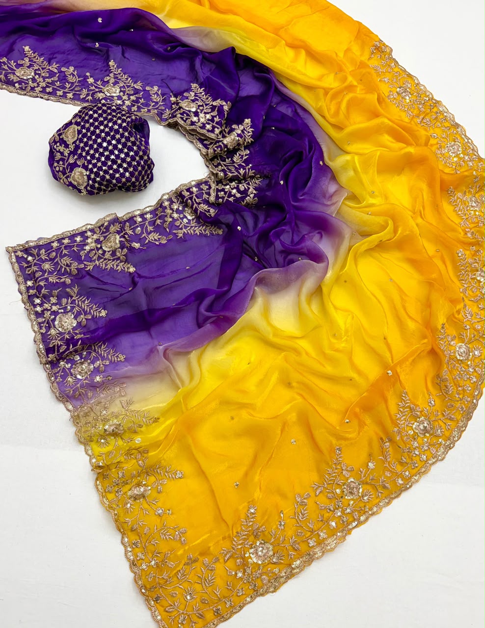 Space Silk Ombre Saree With Sequins — photo 8