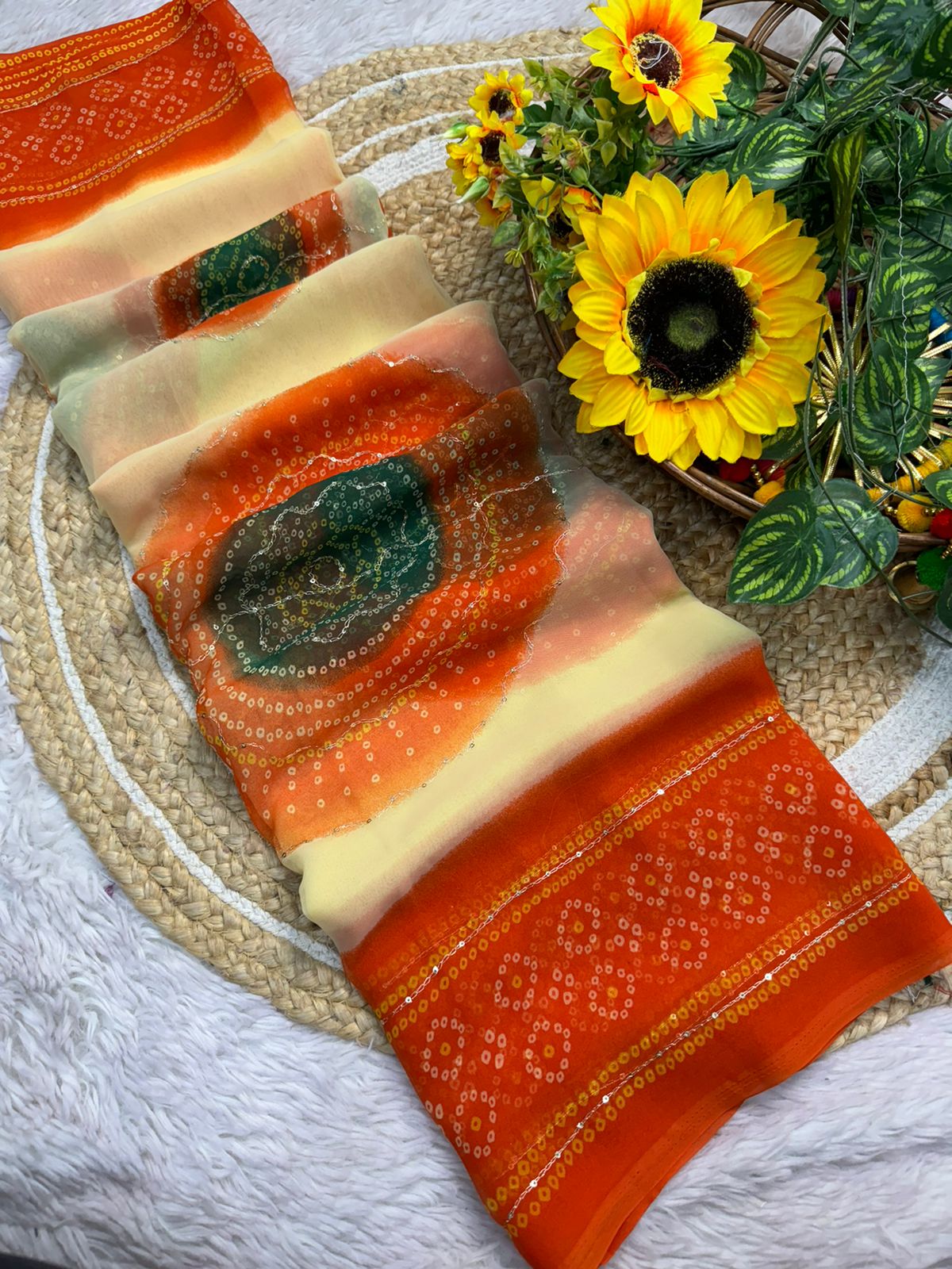 Handmade Chiffon Georgette Flower Saree — photo 13
