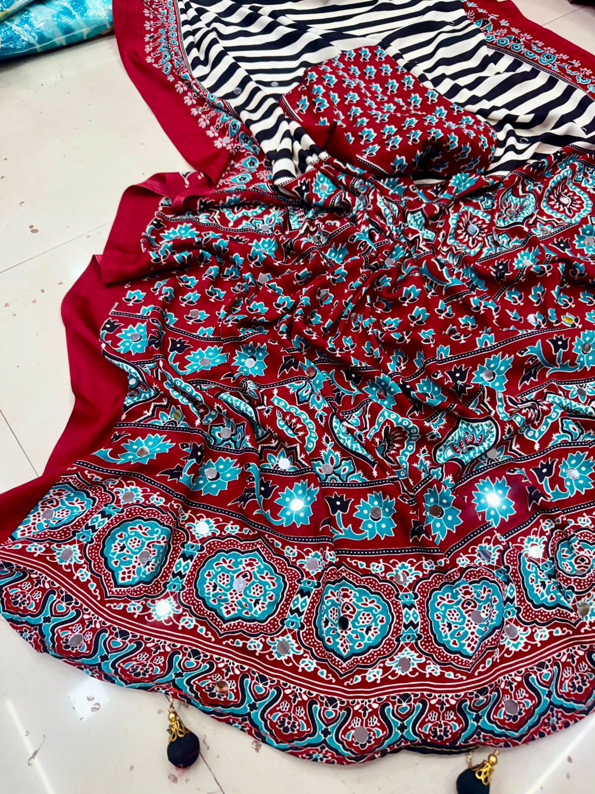 Ajrakh Print Gajji Silk Saree — photo 6