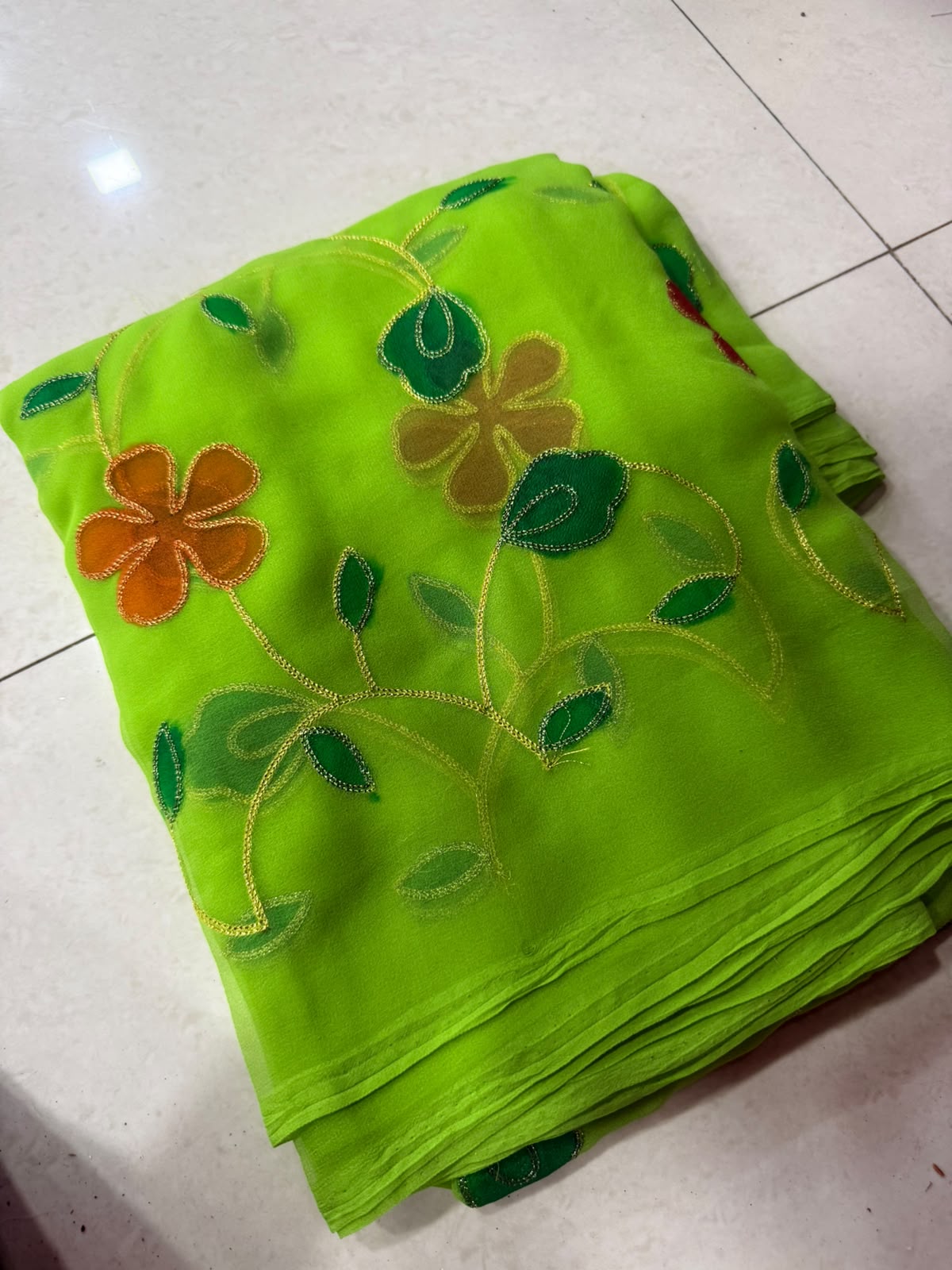 Handmade Chiffon Georgette Flower Saree — photo 39