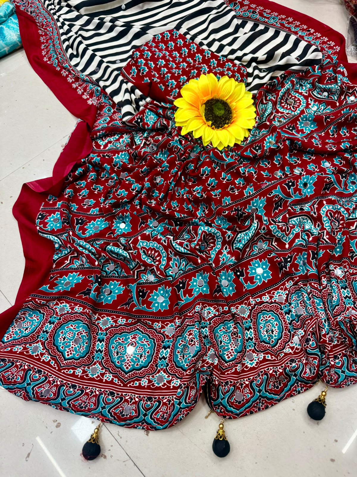 Ajrakh Print Gajji Silk Saree — photo 7