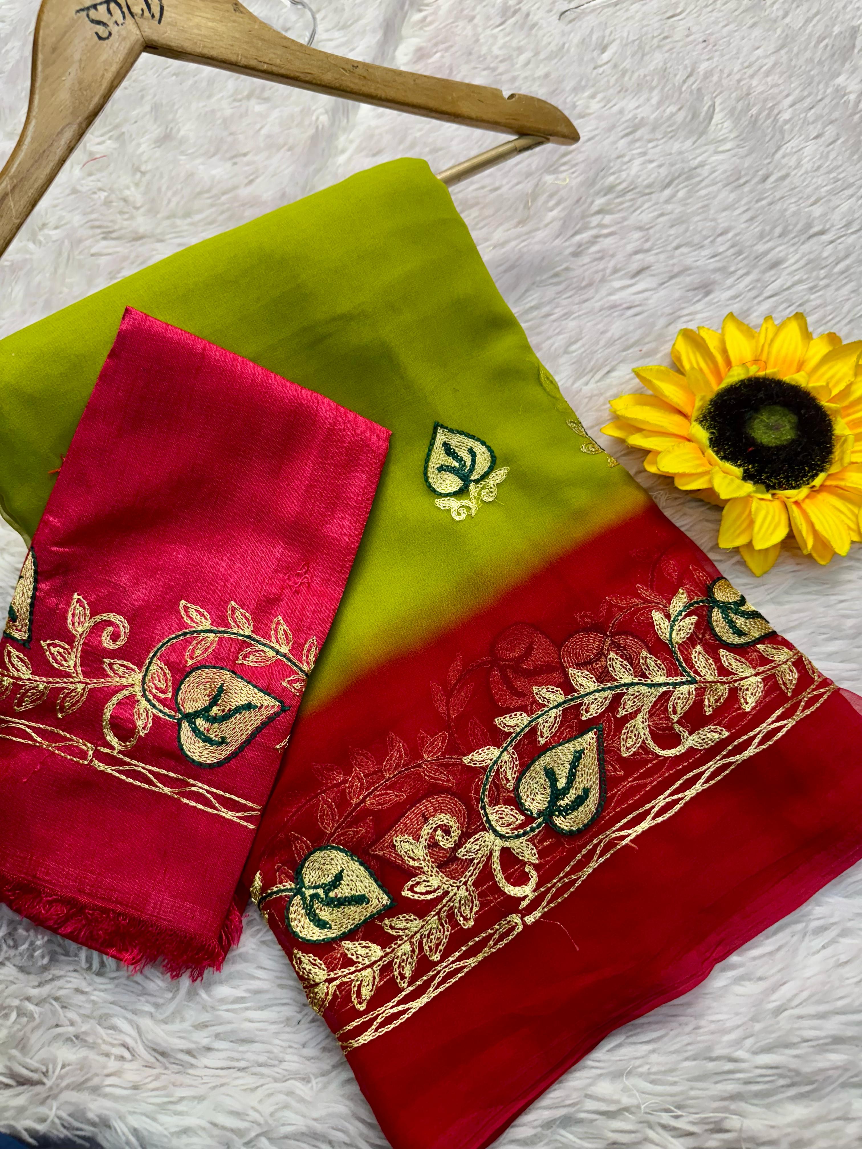 Handmade Chiffon Georgette Flower Saree — photo 5