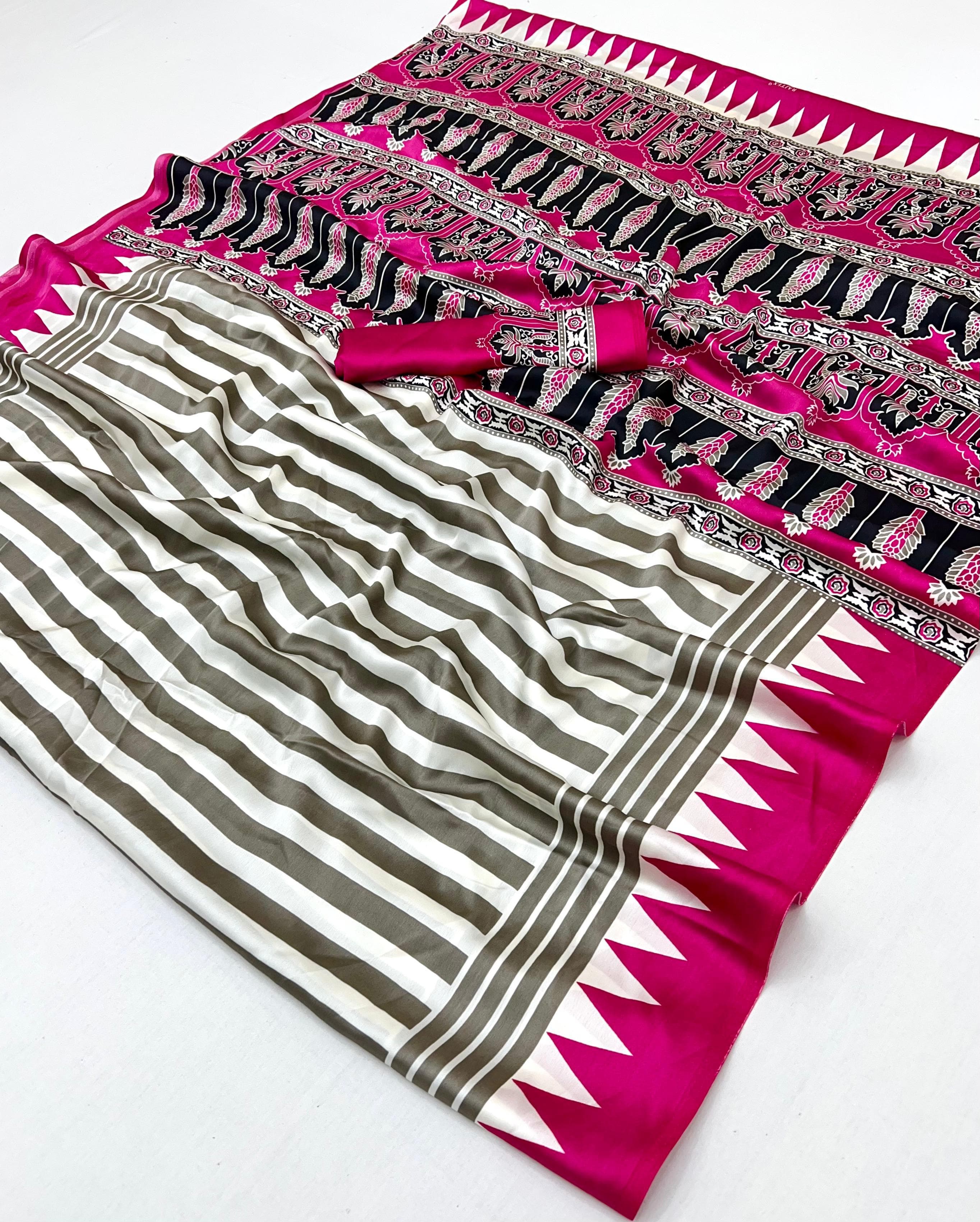 Modal Satin Ajrakh Print Saree — photo 3