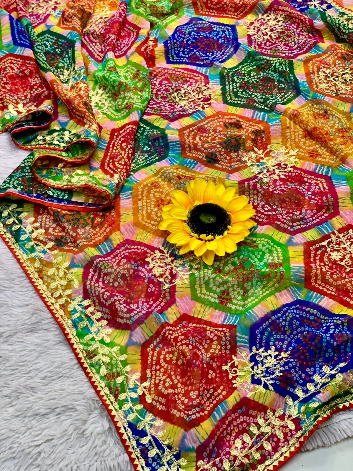 Handmade Chiffon Georgette Flower Saree — photo 10