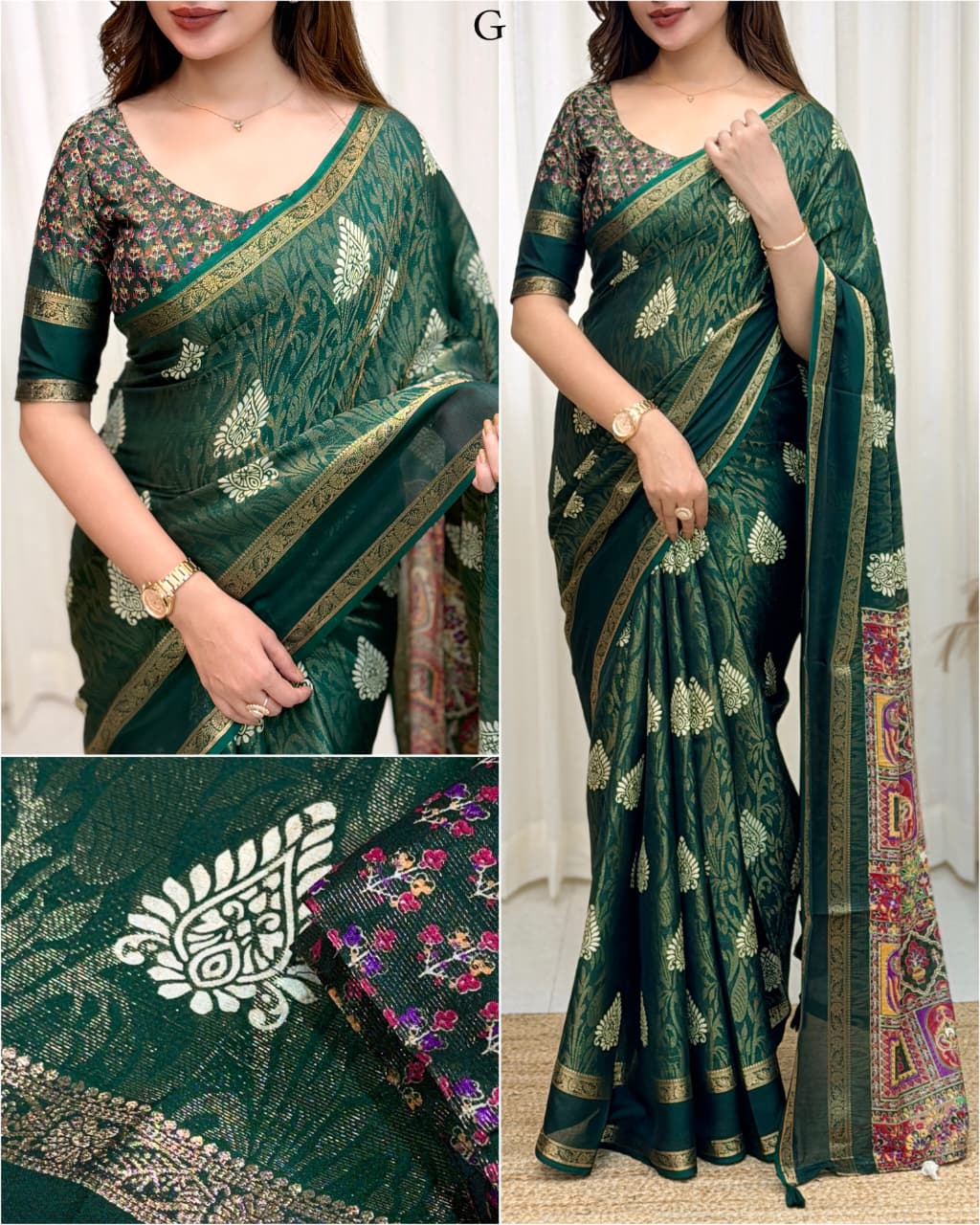 Cotton Jacquard Printed Saree — photo 3