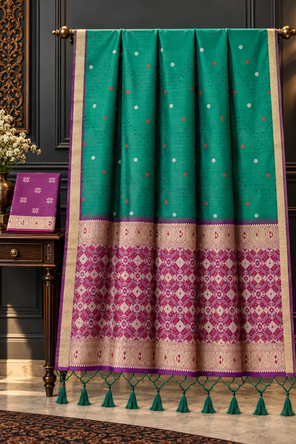 Jamdani Patola Cotton Saree With Tassels — photo 4