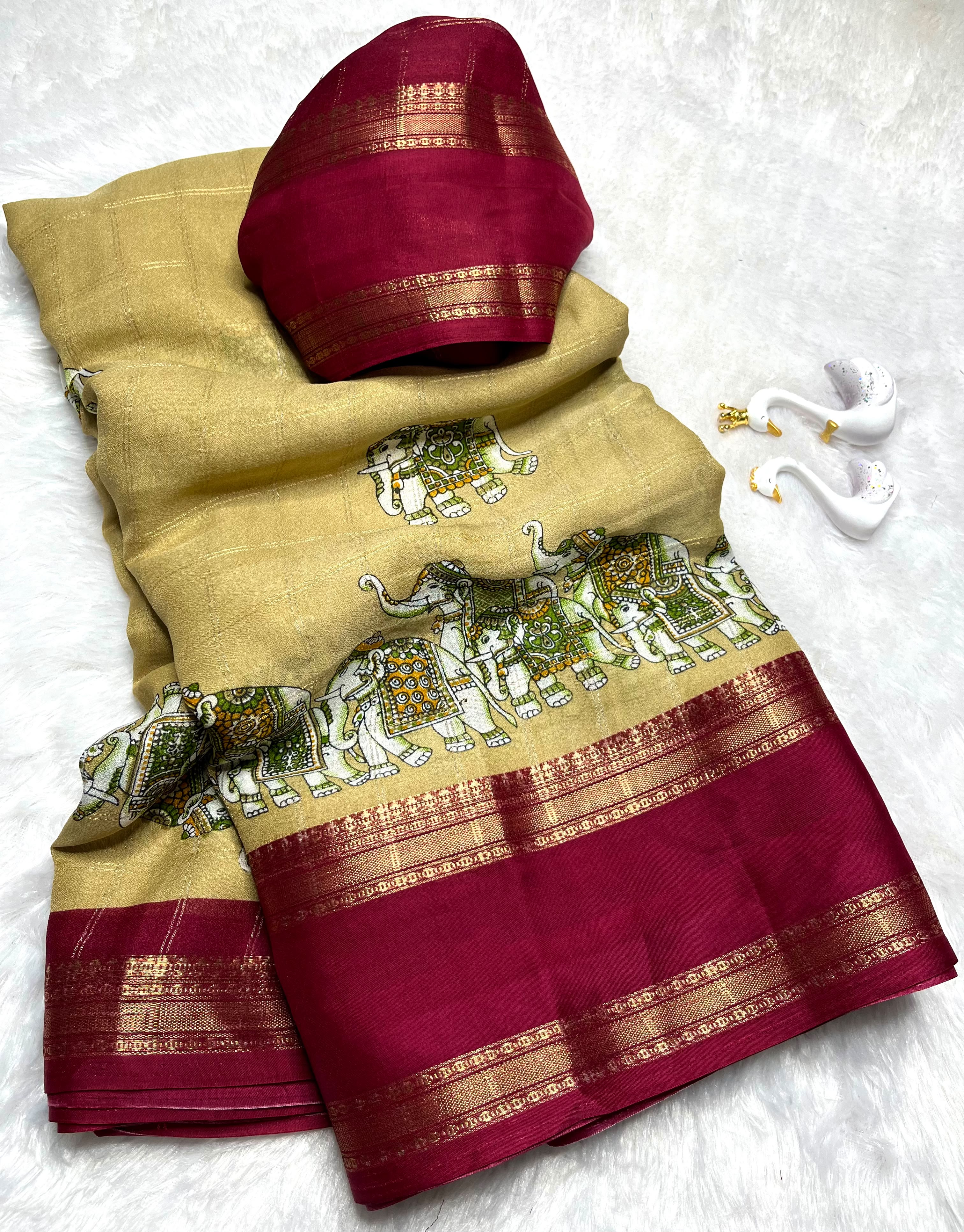 Kanjivaram Silk Saree with Elephant Motif — photo 2