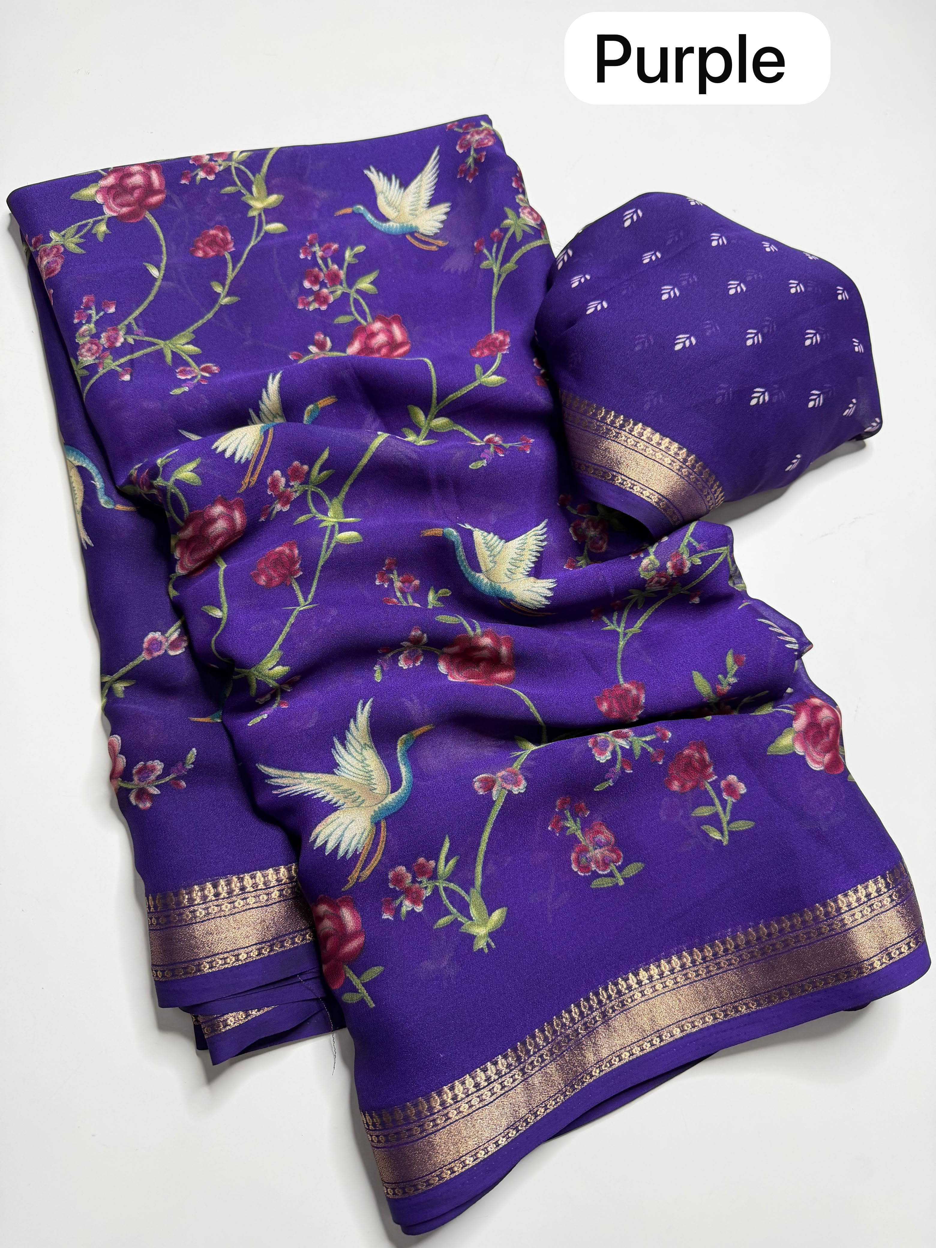 Marshmallow 3D Floral Printed Saree — photo 6