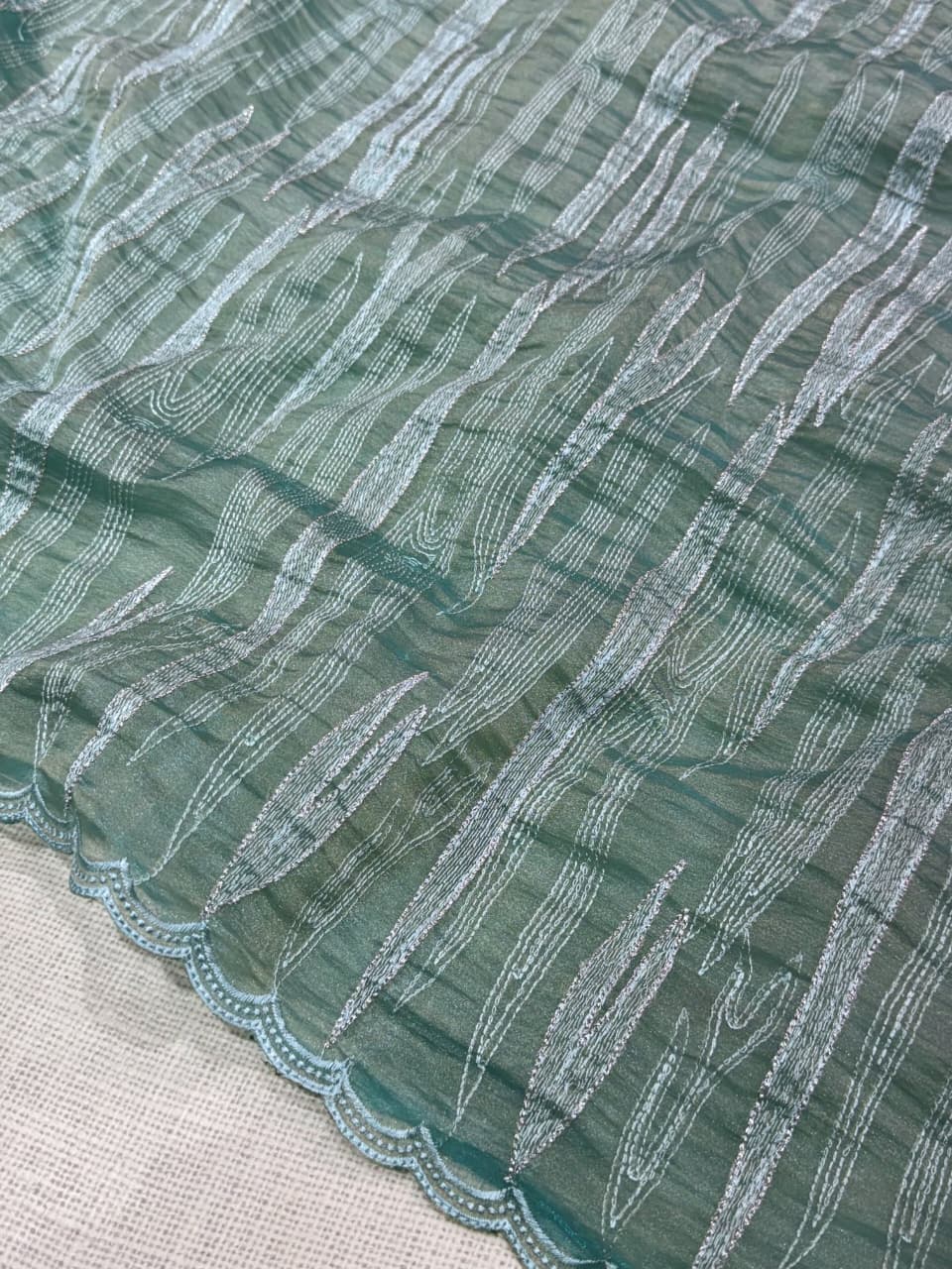 SIARA-Elegant Beige Turkish Embroidered Saree — photo 7