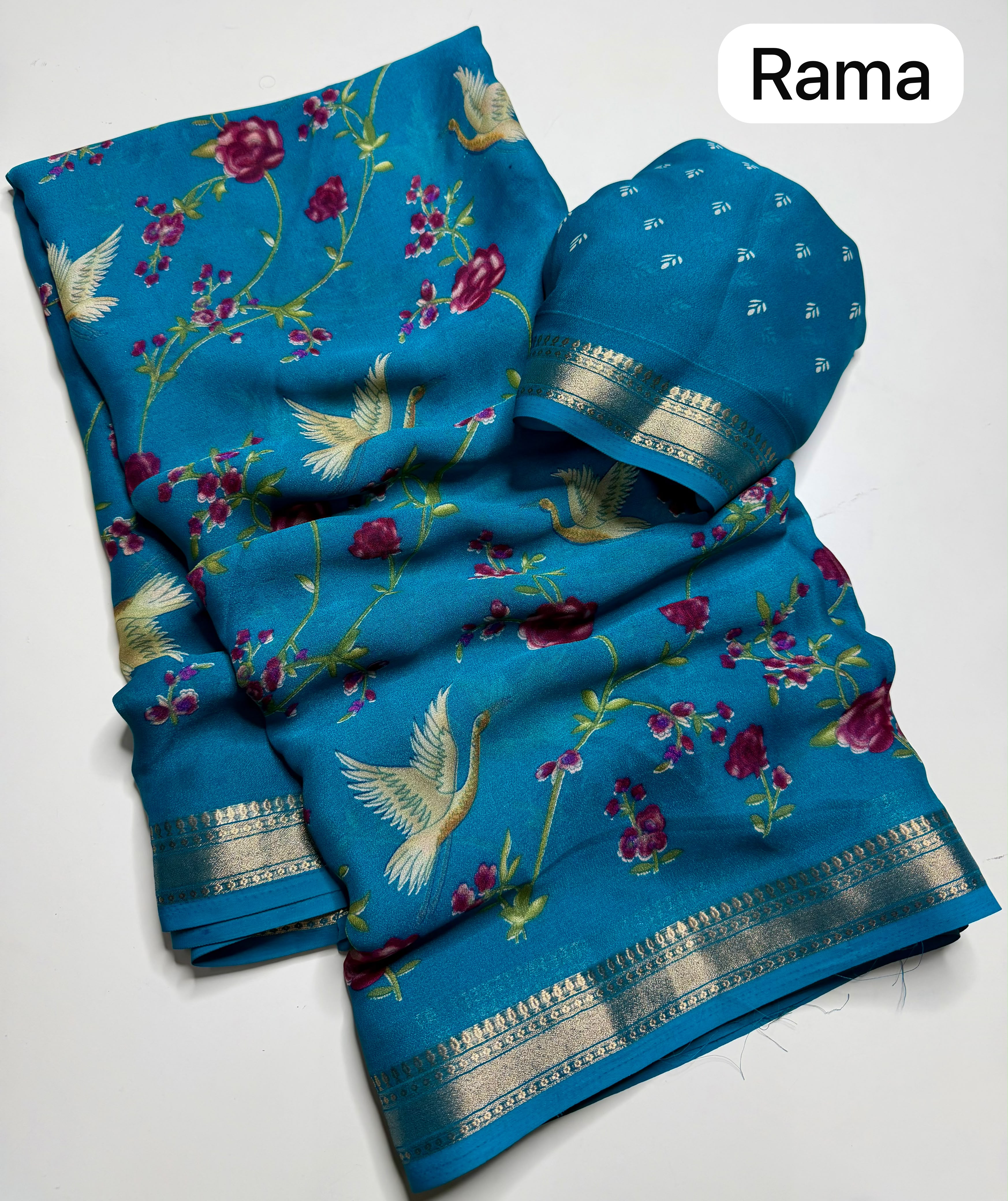 Marshmallow 3D Floral Printed Saree — photo 3
