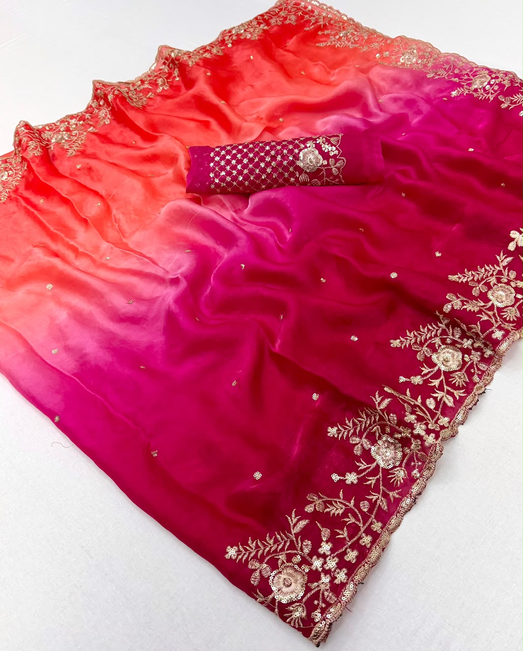 Space Silk Ombre Saree With Sequins — photo 7