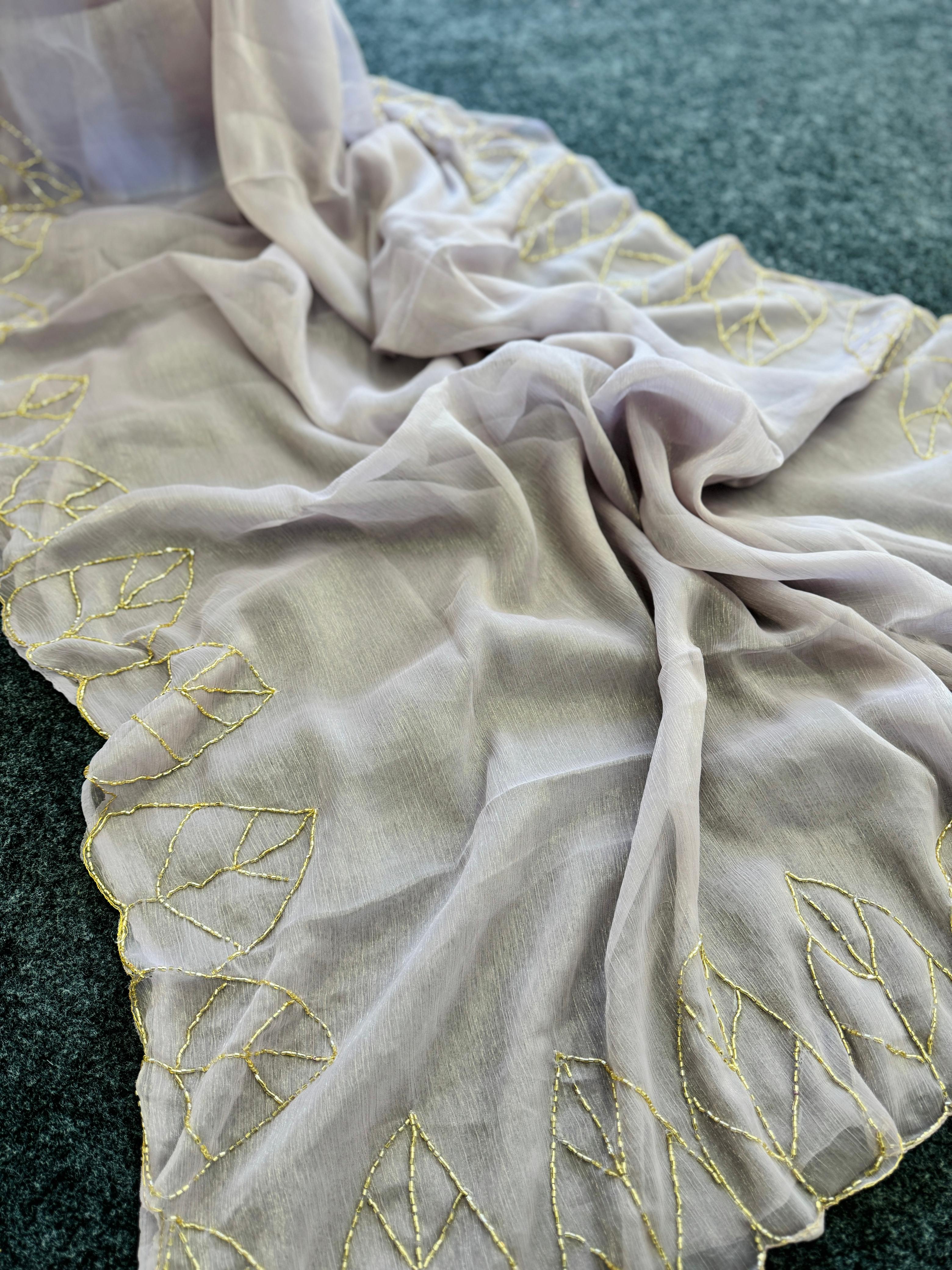 Jari Silk Saree With Handwork Border — photo 2