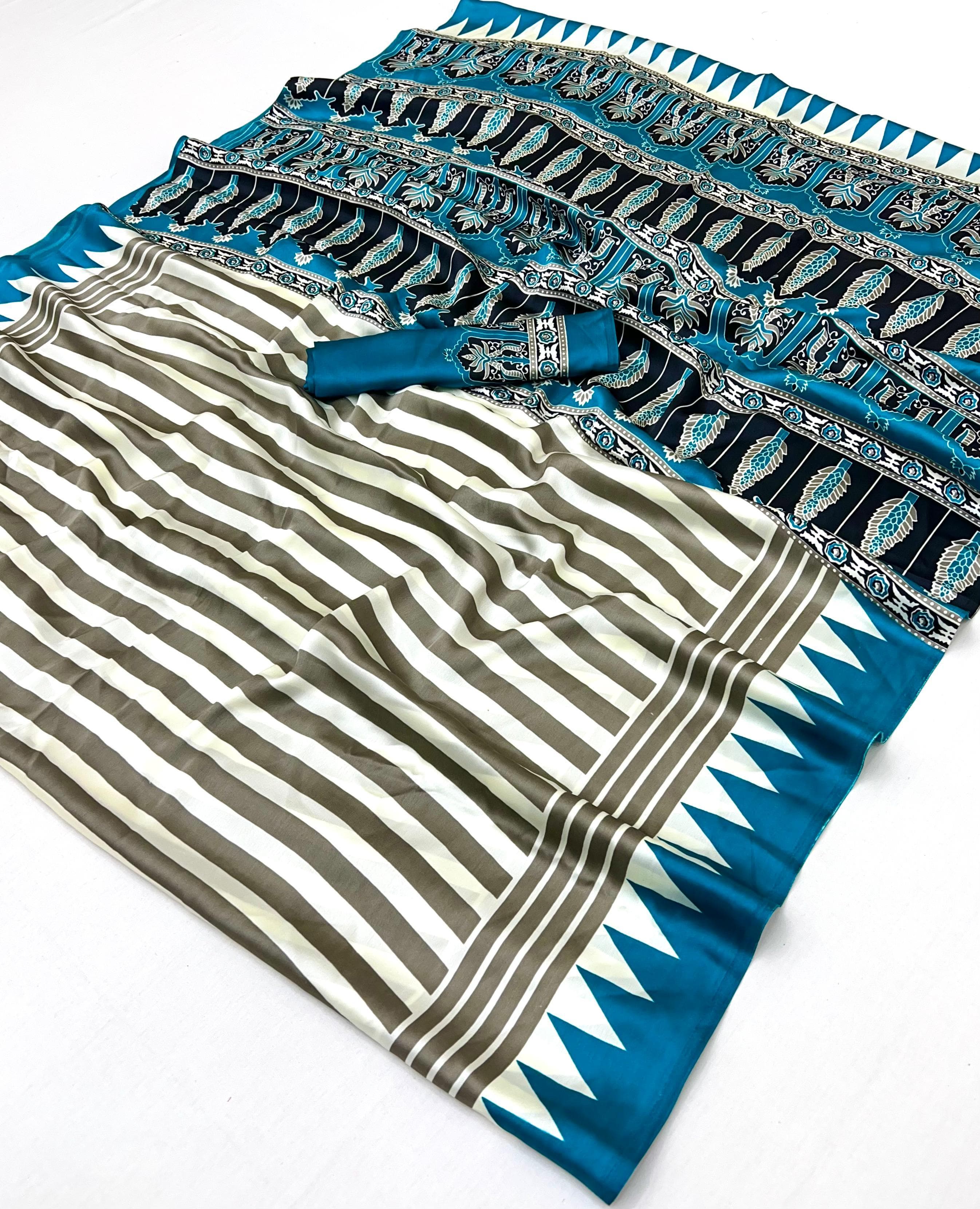 Modal Satin Ajrakh Print Saree — photo 5