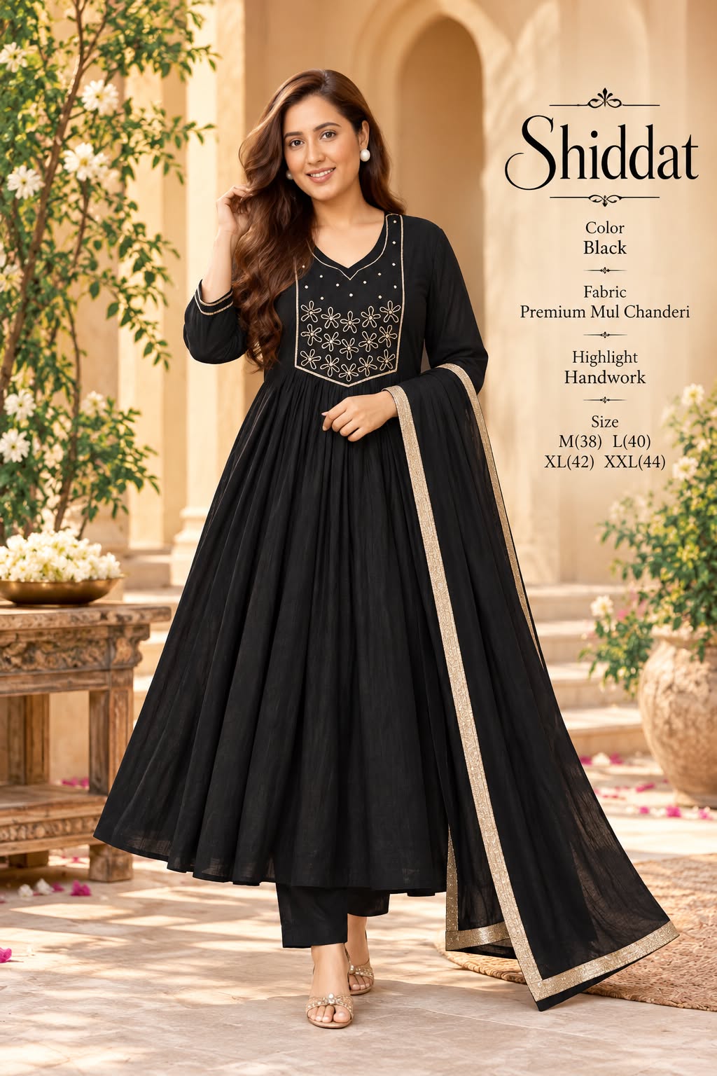 Mul Chanderi Anarkali Suit Set — photo 4