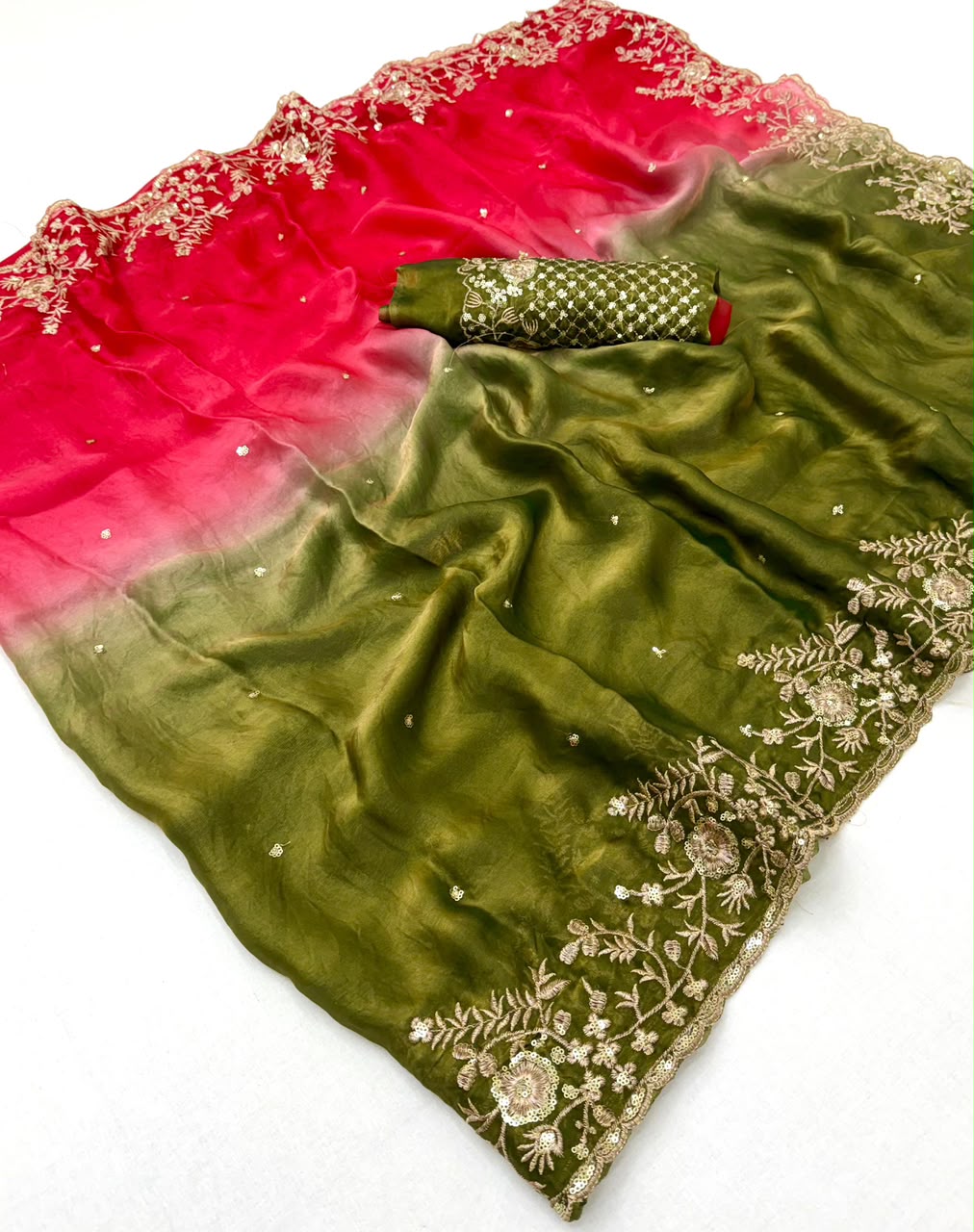 Space Silk Ombre Saree With Sequins — photo 5