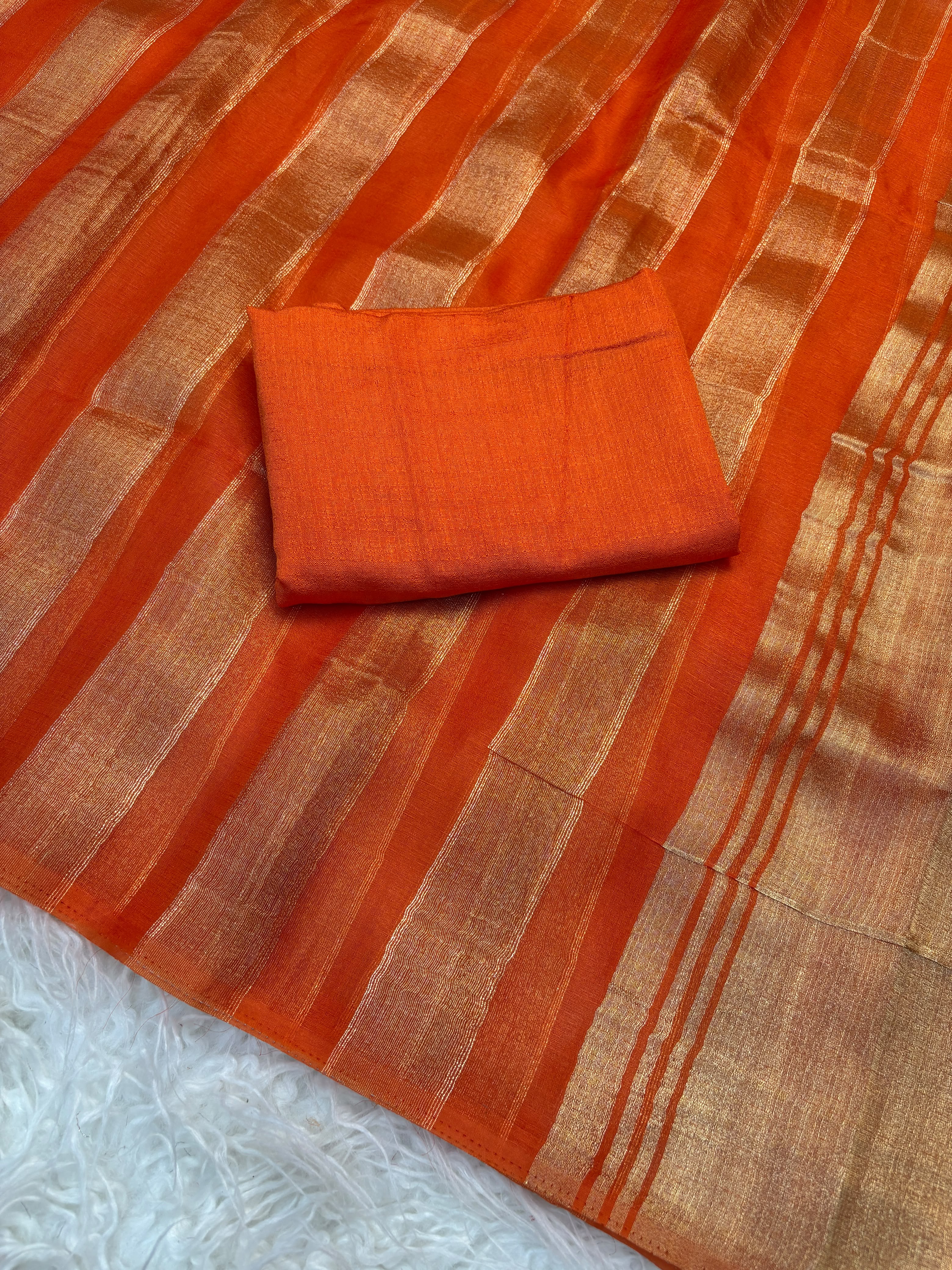 Pure Organza Saree With Stripe Patta — photo 6