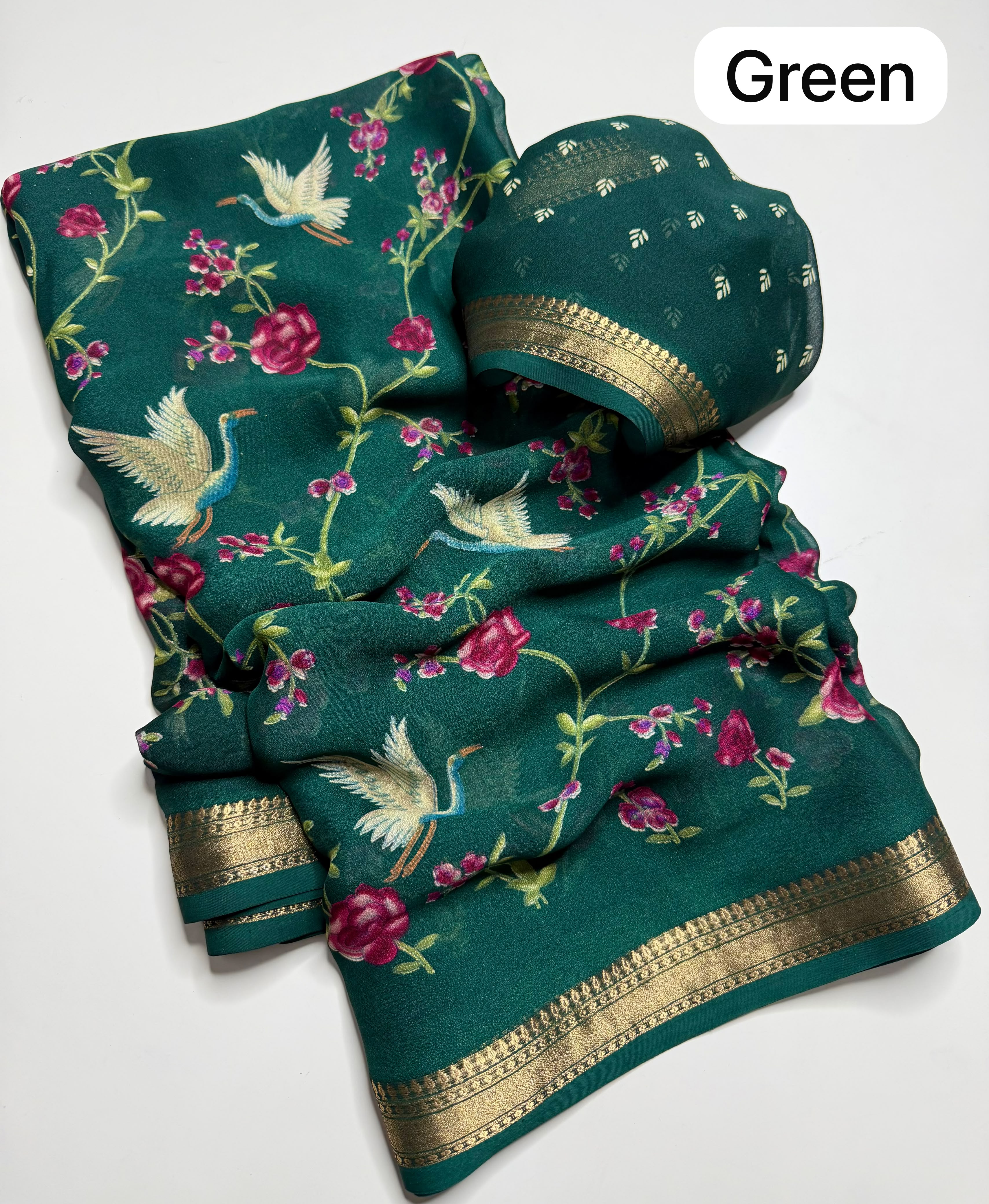 Marshmallow 3D Floral Printed Saree — photo 2