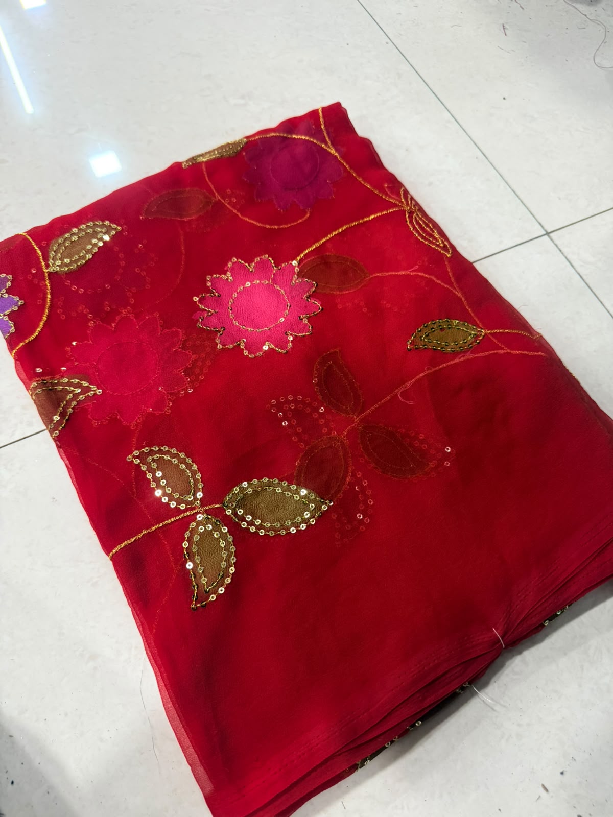 Handmade Chiffon Georgette Flower Saree — photo 38