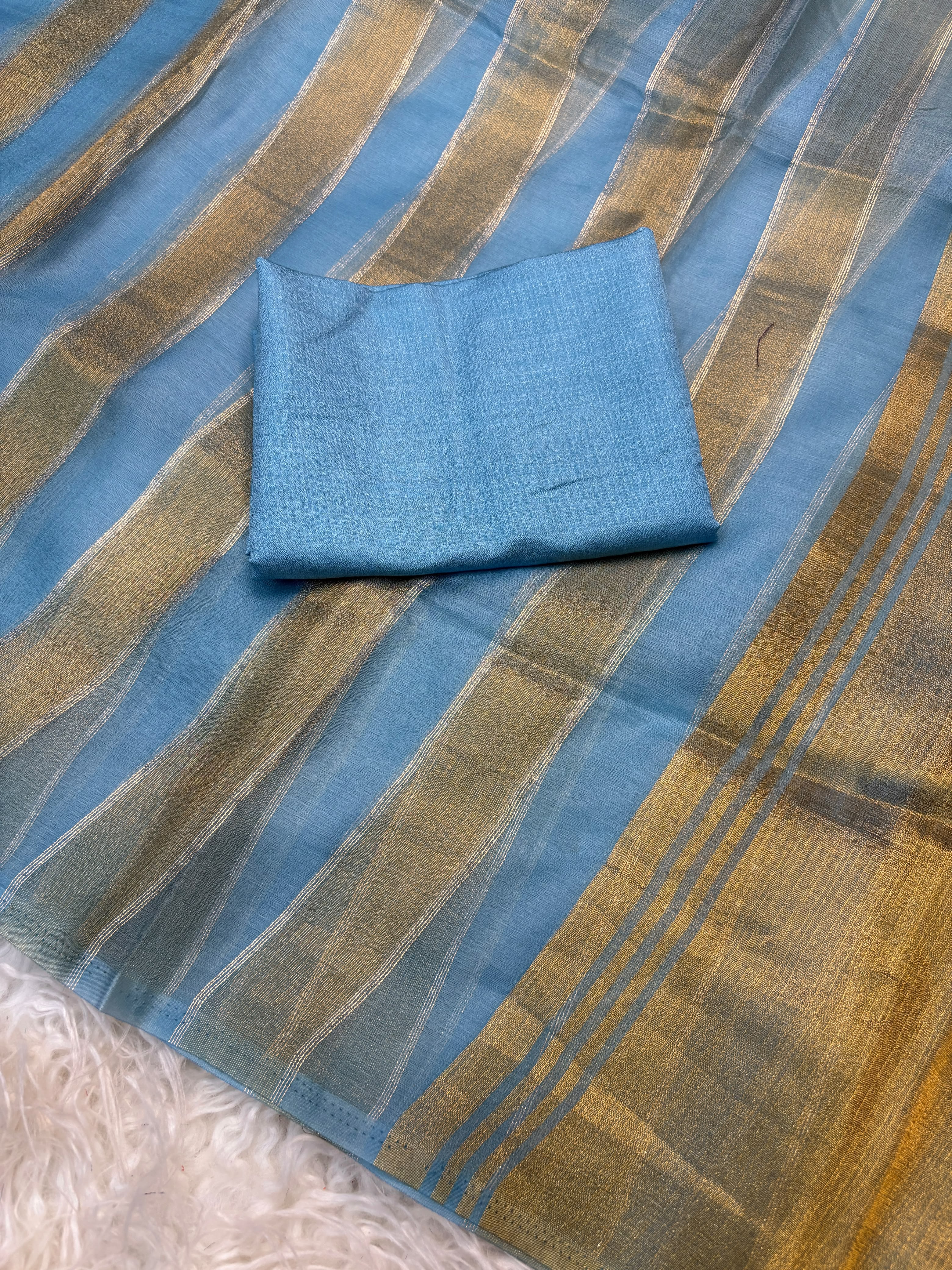 Pure Organza Saree With Stripe Patta — photo 2