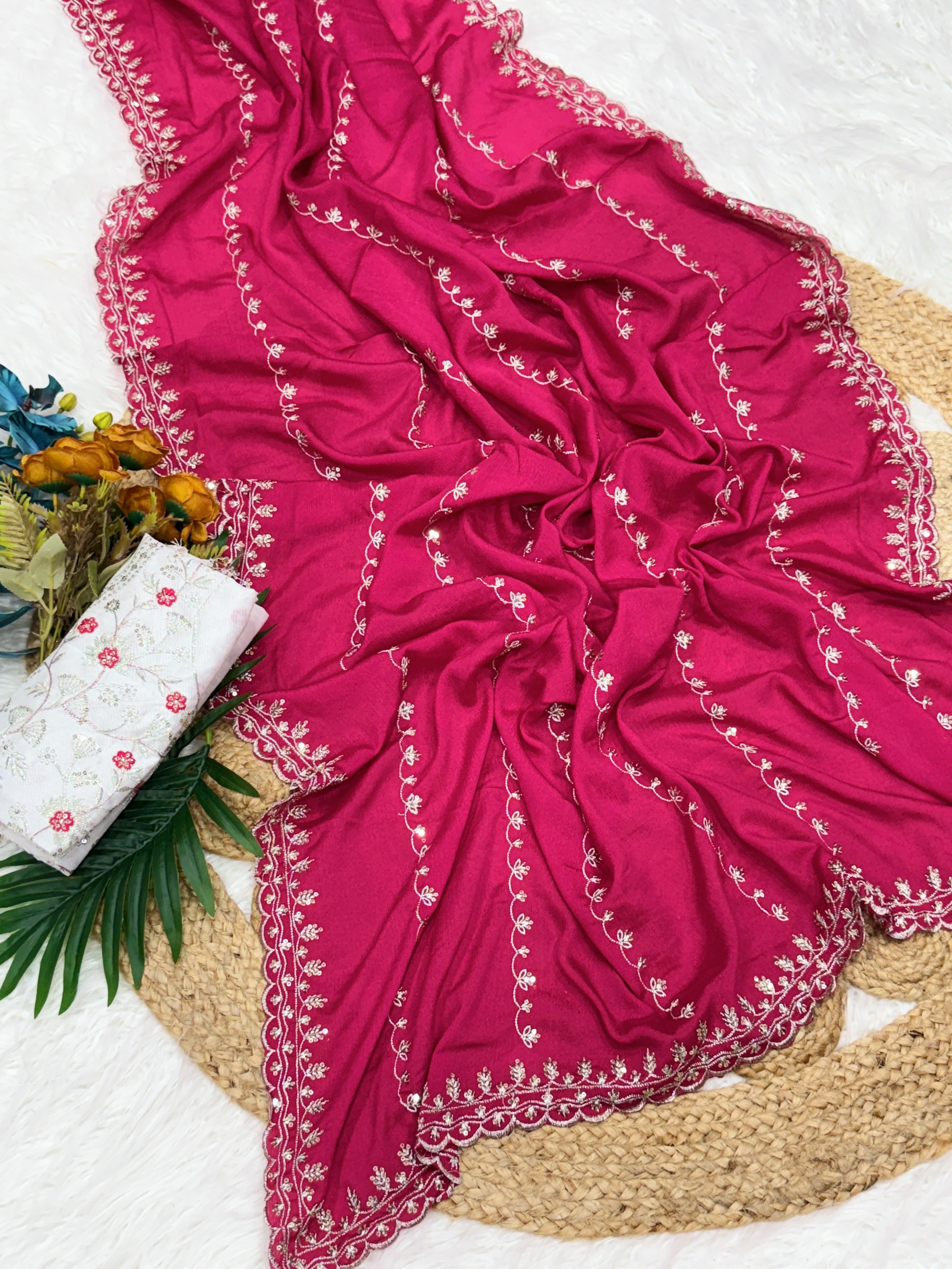 Chinnon Chiffon Saree With Embroidery — photo 7