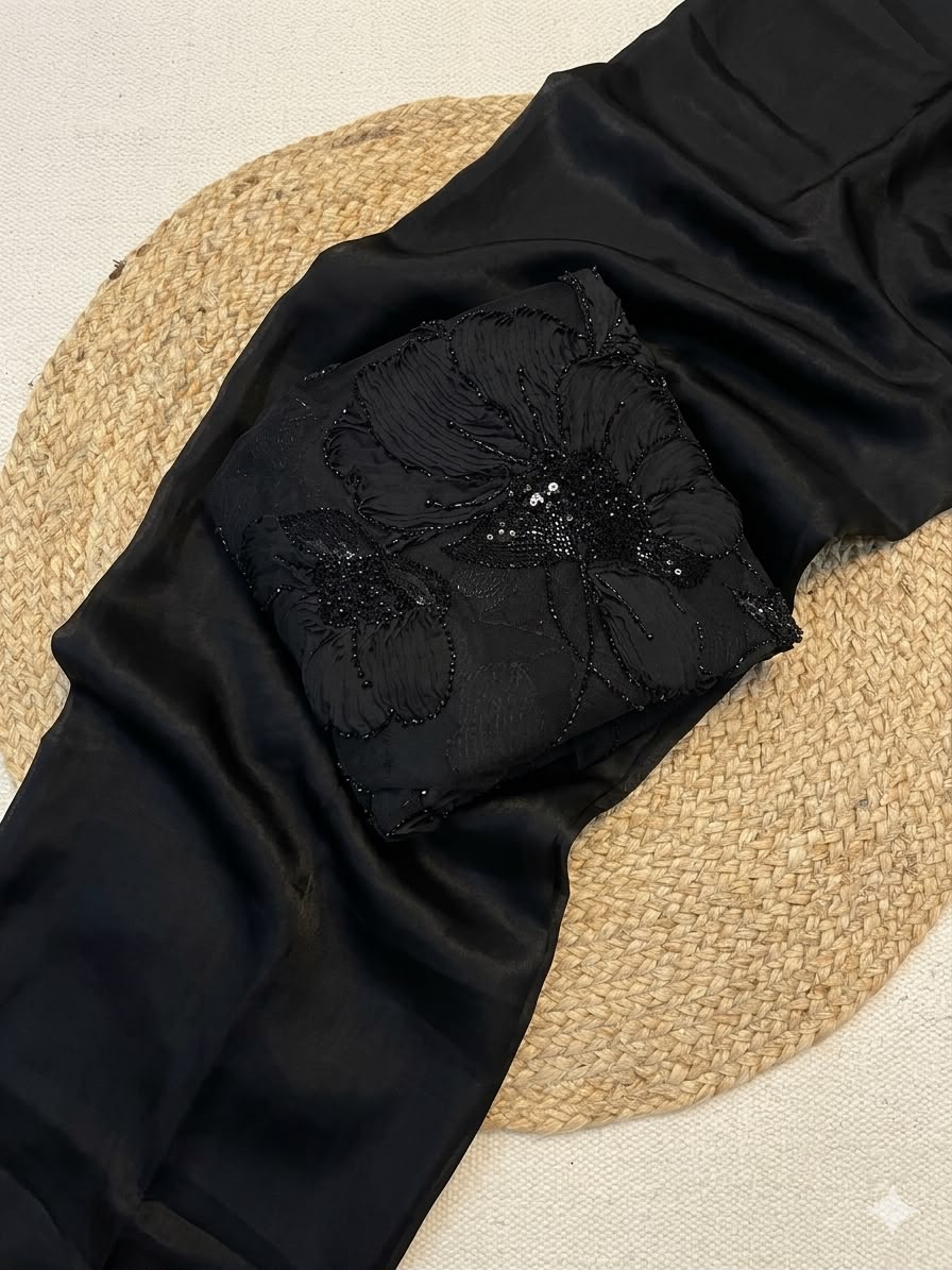 Designer Dark Coffee Mocha Saree — photo 4