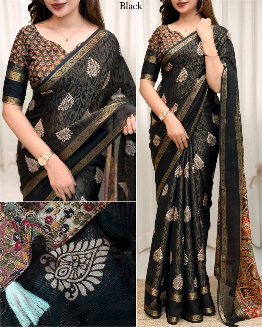 Cotton Jacquard Printed Saree — photo 2