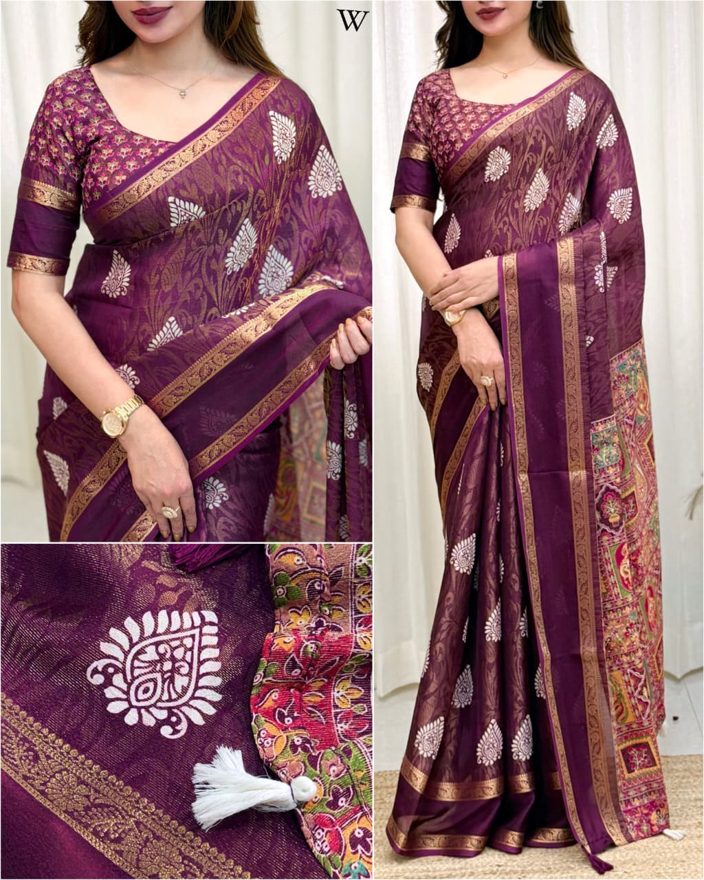 Cotton Jacquard Printed Saree — photo 6