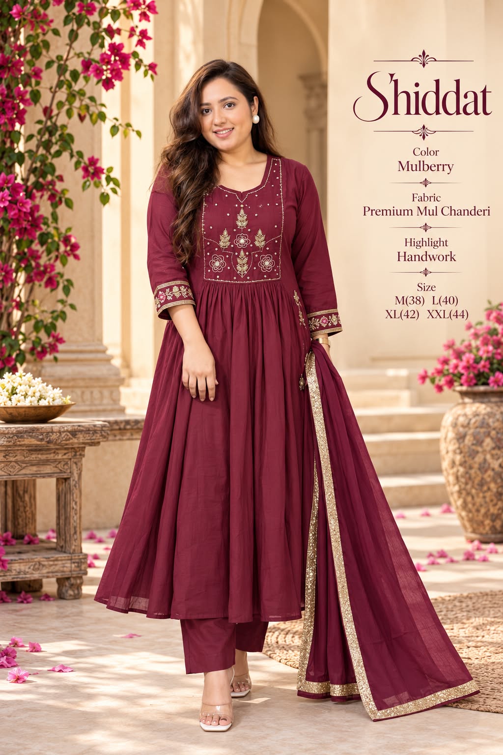 Mul Chanderi Anarkali Suit Set — photo 3