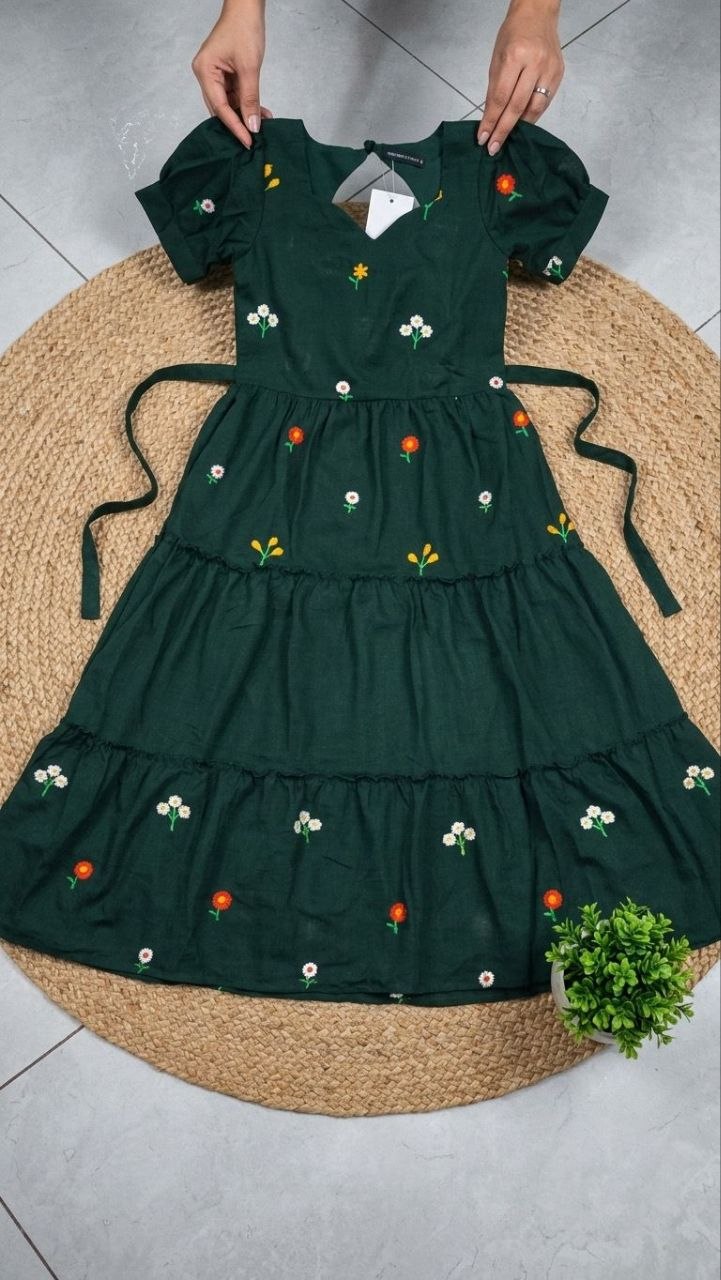 Kids Floral Embroidered Vichitra Silk Maxi Dress — photo 10