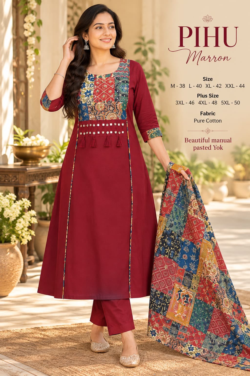 Cotton Kalamkari Patchwork Suit Set — photo 3