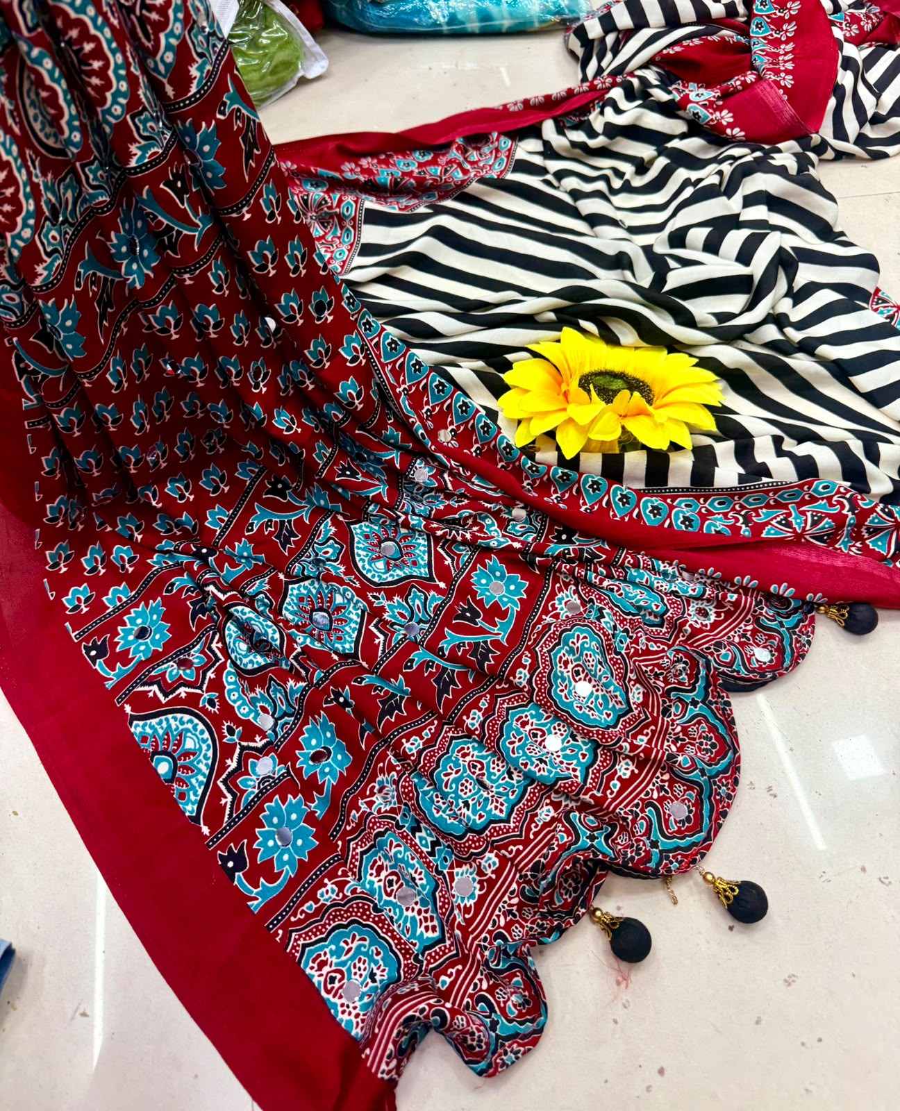 Ajrakh Print Gajji Silk Saree — photo 10