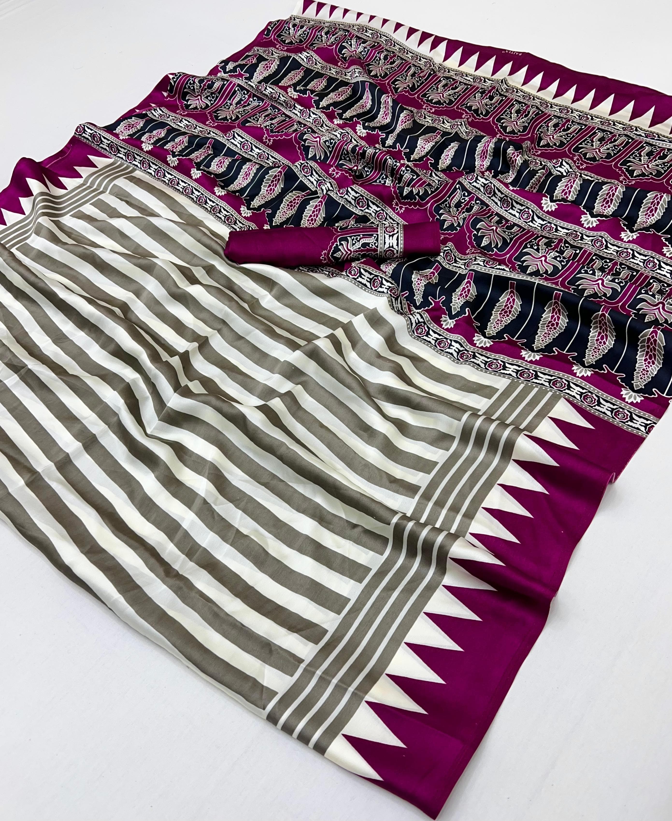 Modal Satin Ajrakh Print Saree — photo 7