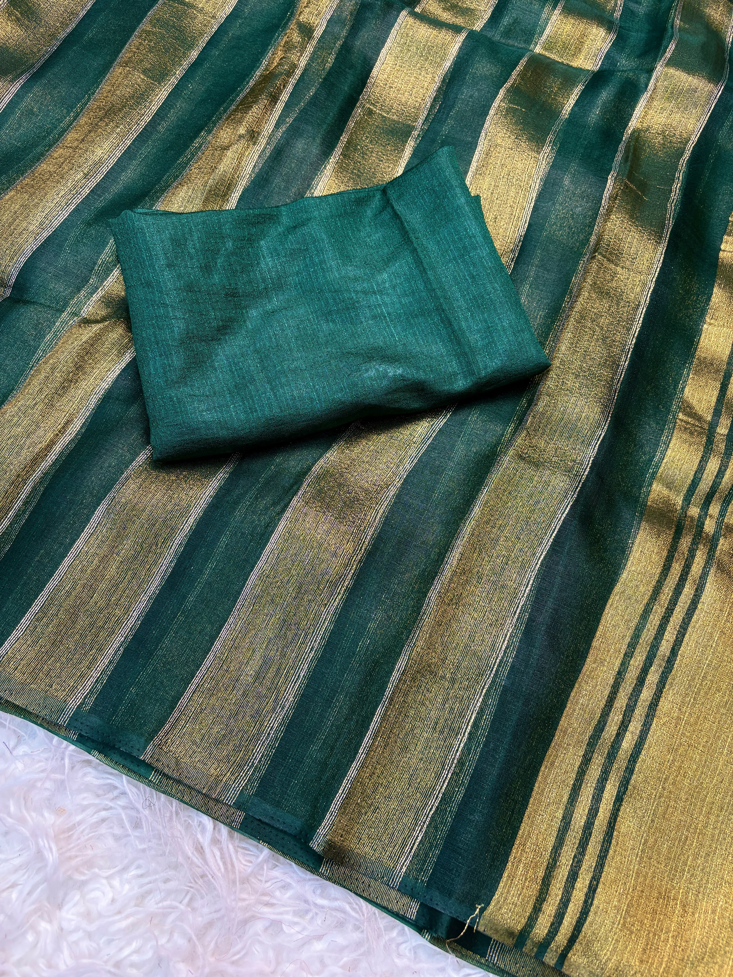 Pure Organza Saree With Stripe Patta — photo 4