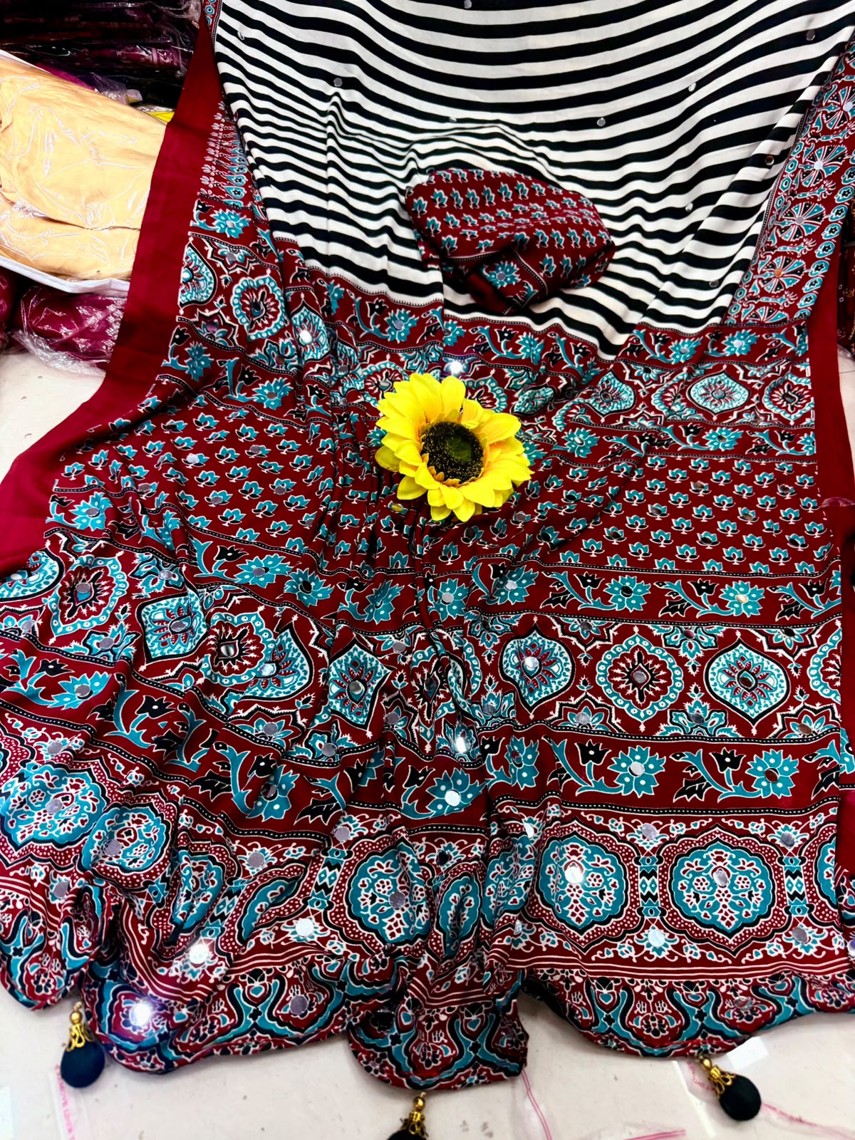Ajrakh Print Gajji Silk Saree — photo 4