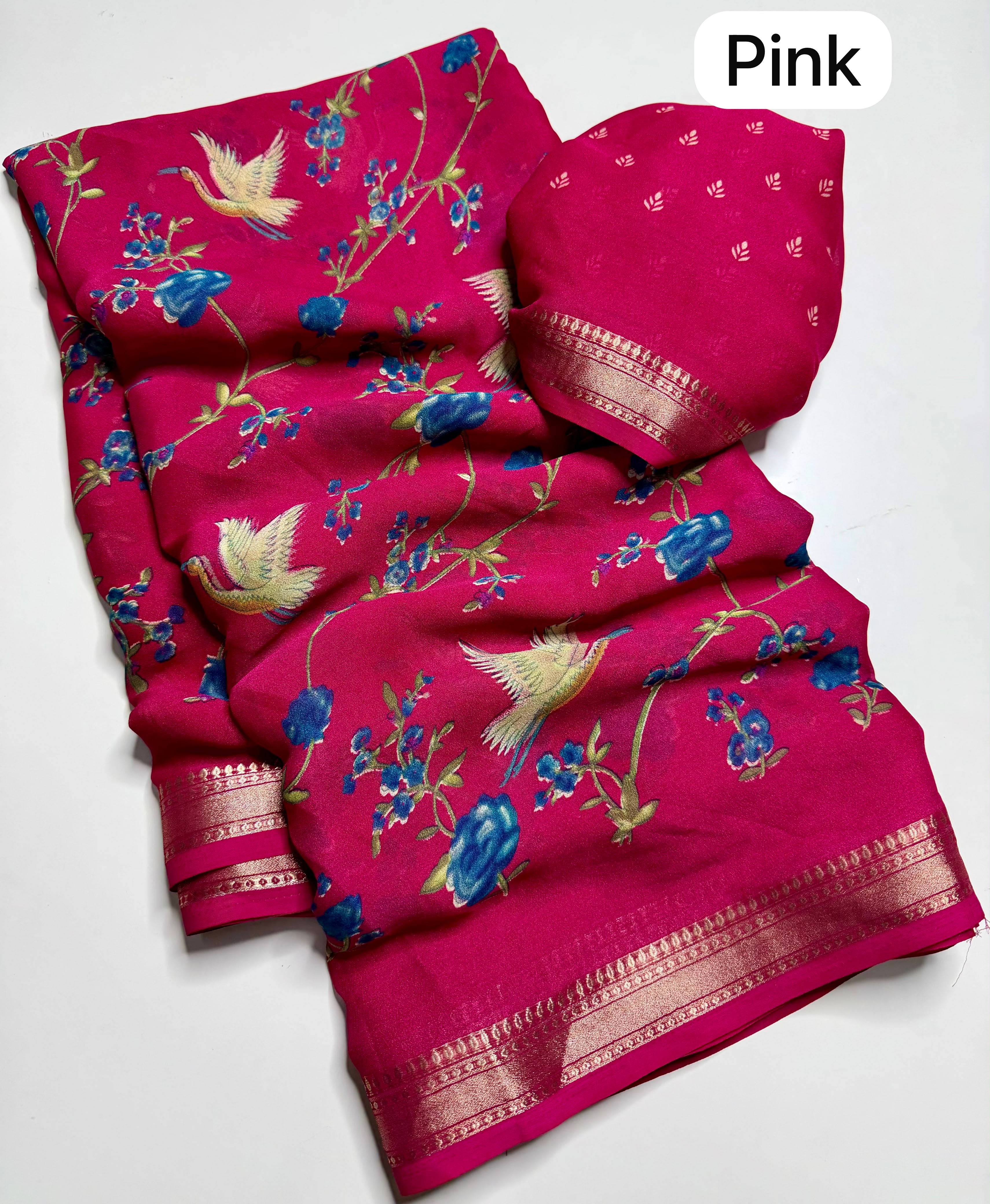 Marshmallow 3D Floral Printed Saree — photo 4