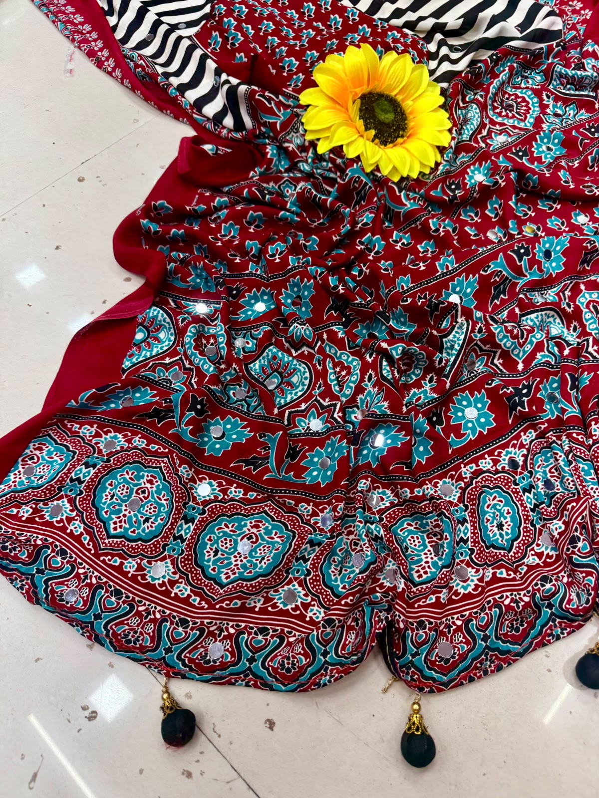 Ajrakh Print Gajji Silk Saree — photo 8