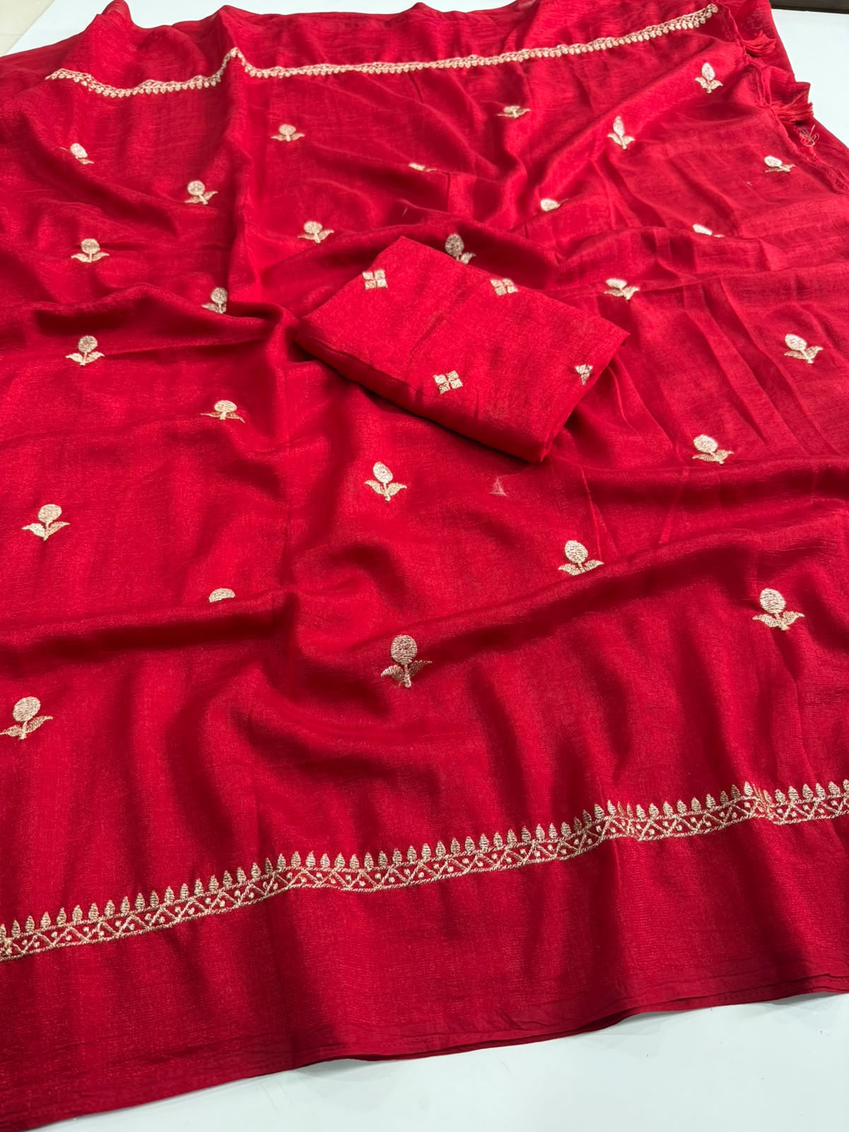 Jute Saree With Butti Embroidery — photo 10