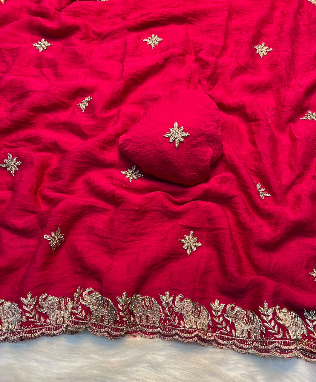 Rangoli Crush Saree with Sequins Border — photo 5