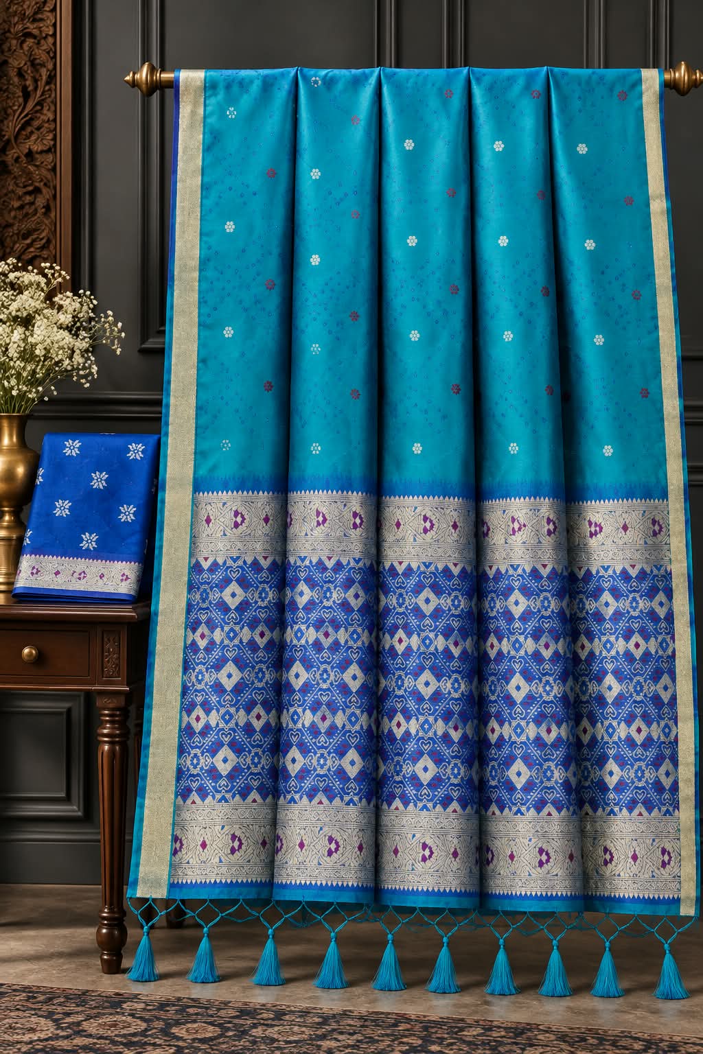 Jamdani Patola Cotton Saree With Tassels — photo 5