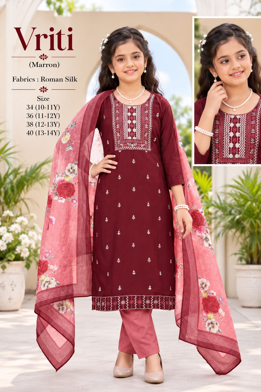Vichitra Silk Embroidered Maxi Suit — photo 6