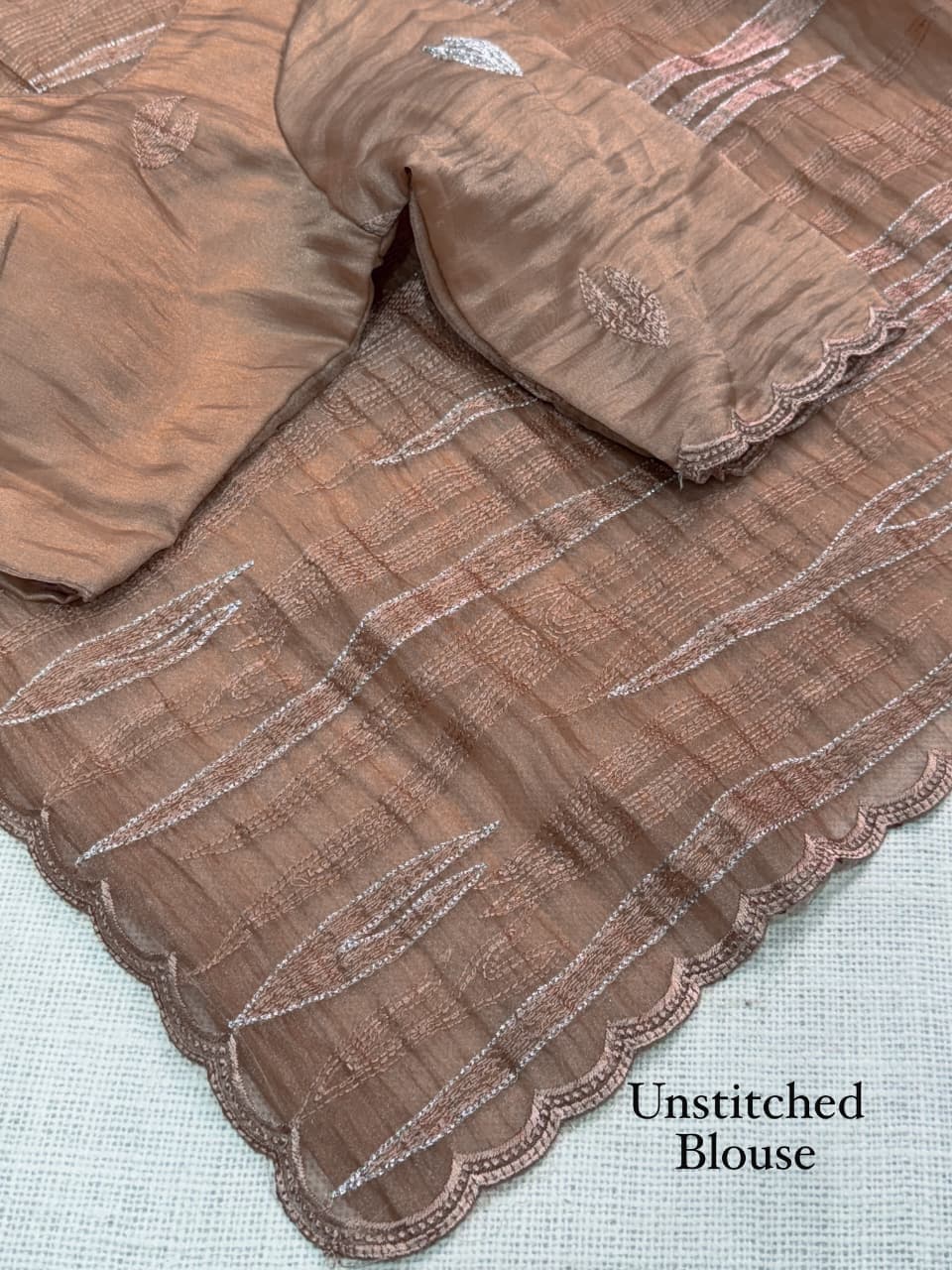SIARA-Elegant Beige Turkish Embroidered Saree — photo 9