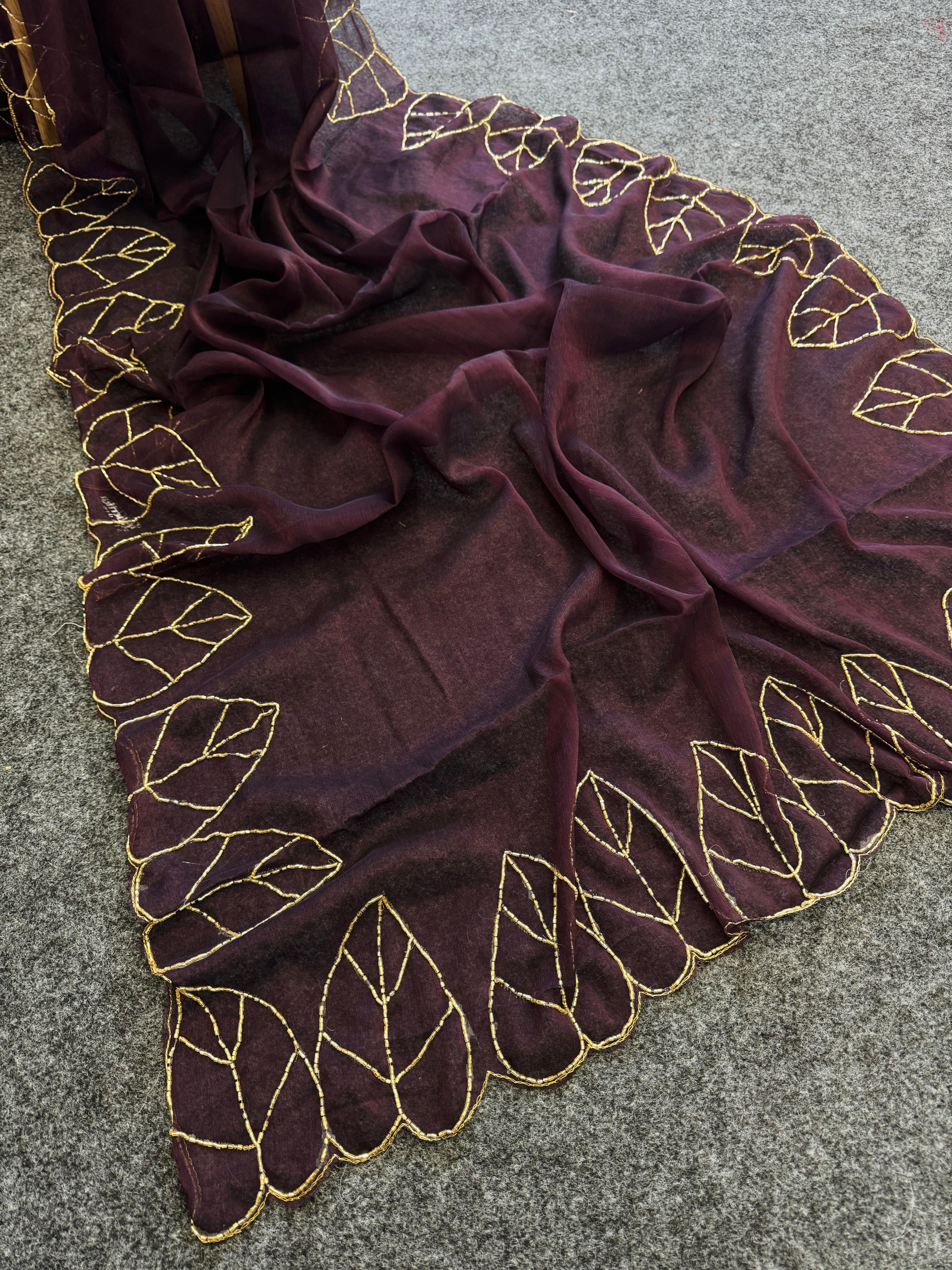 Jari Silk Saree With Handwork Border — photo 3
