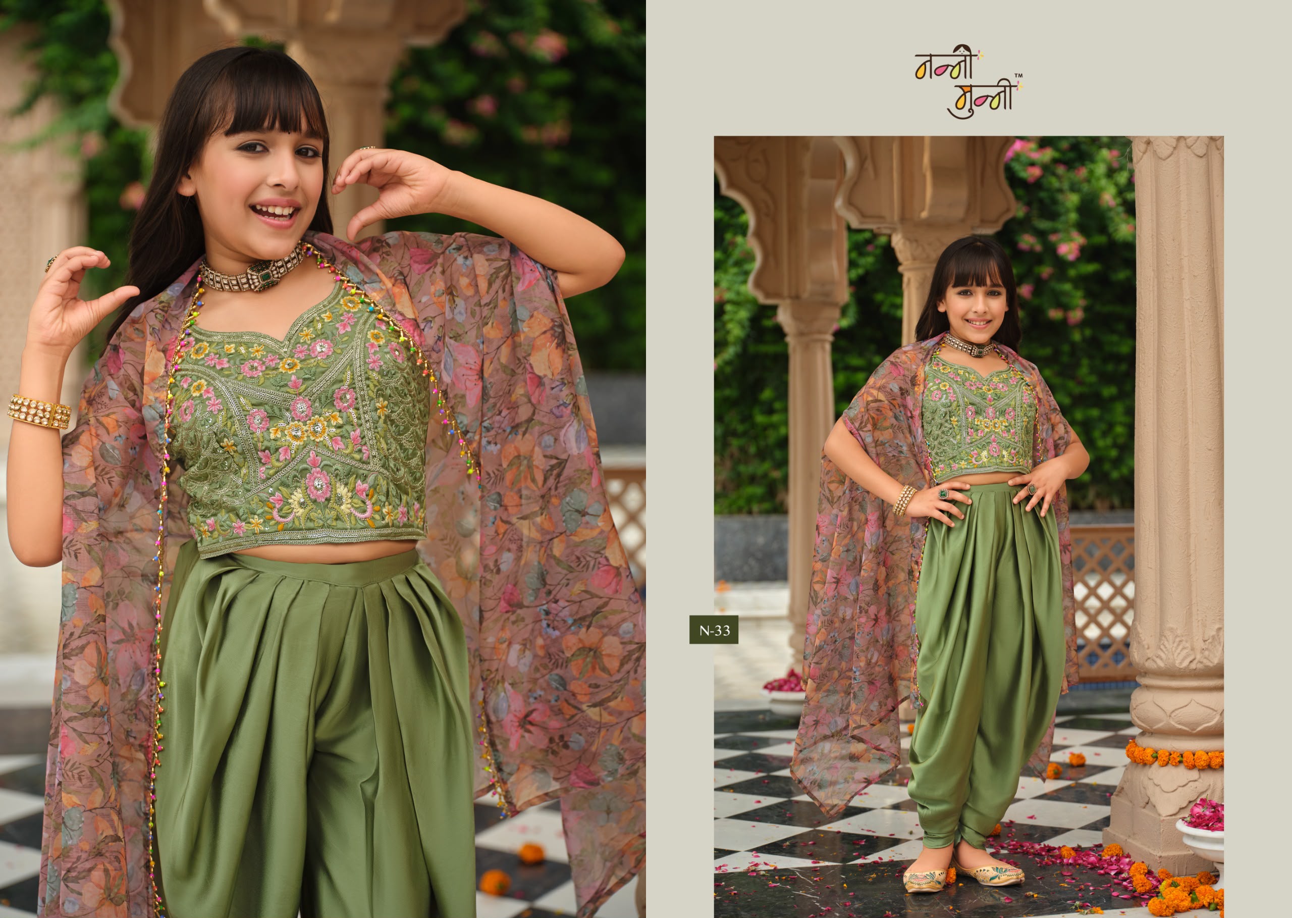 Girls Dhoti Choli Set with Shrug — photo 4