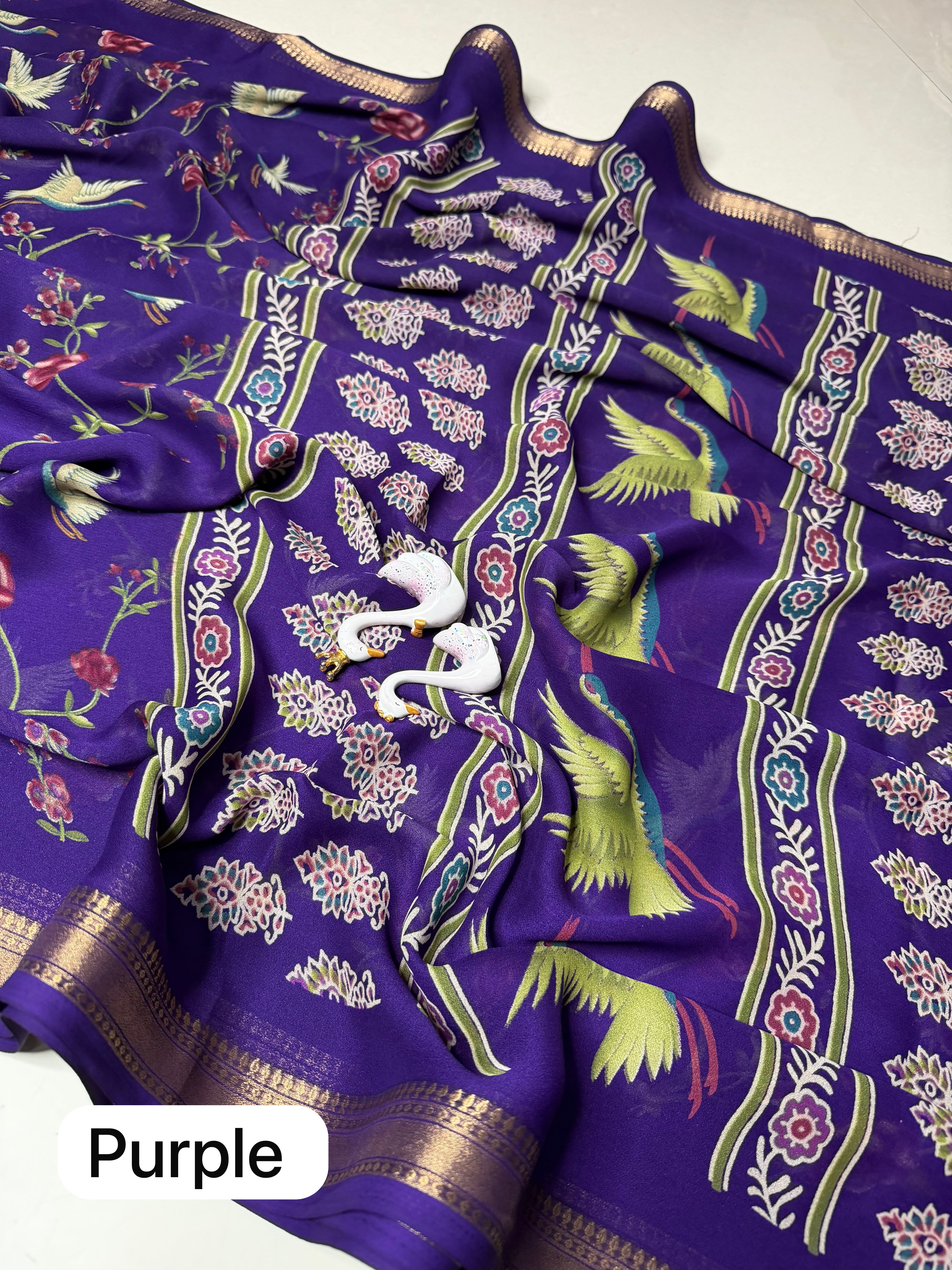 Marshmallow 3D Floral Printed Saree — photo 5