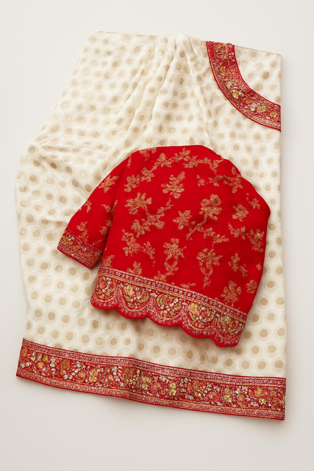 Dola Silk Polka Dot Saree with Border — photo 4